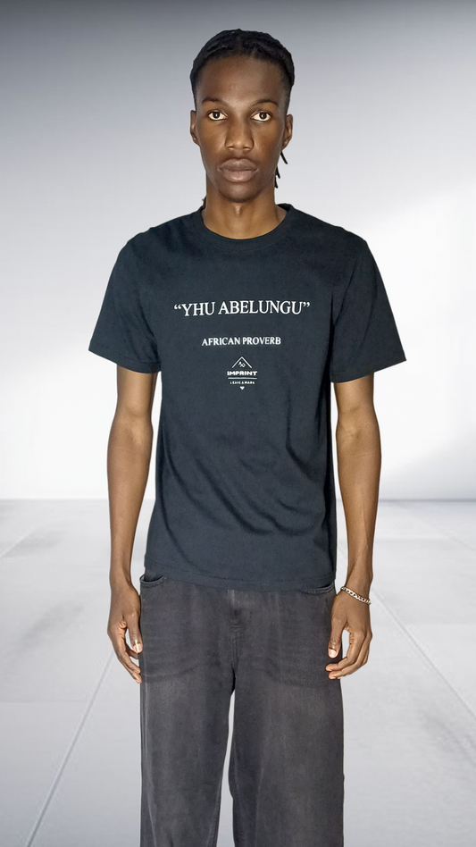 Imprint 'Yhu Abelungu' African Proverb T-Shirt - Black