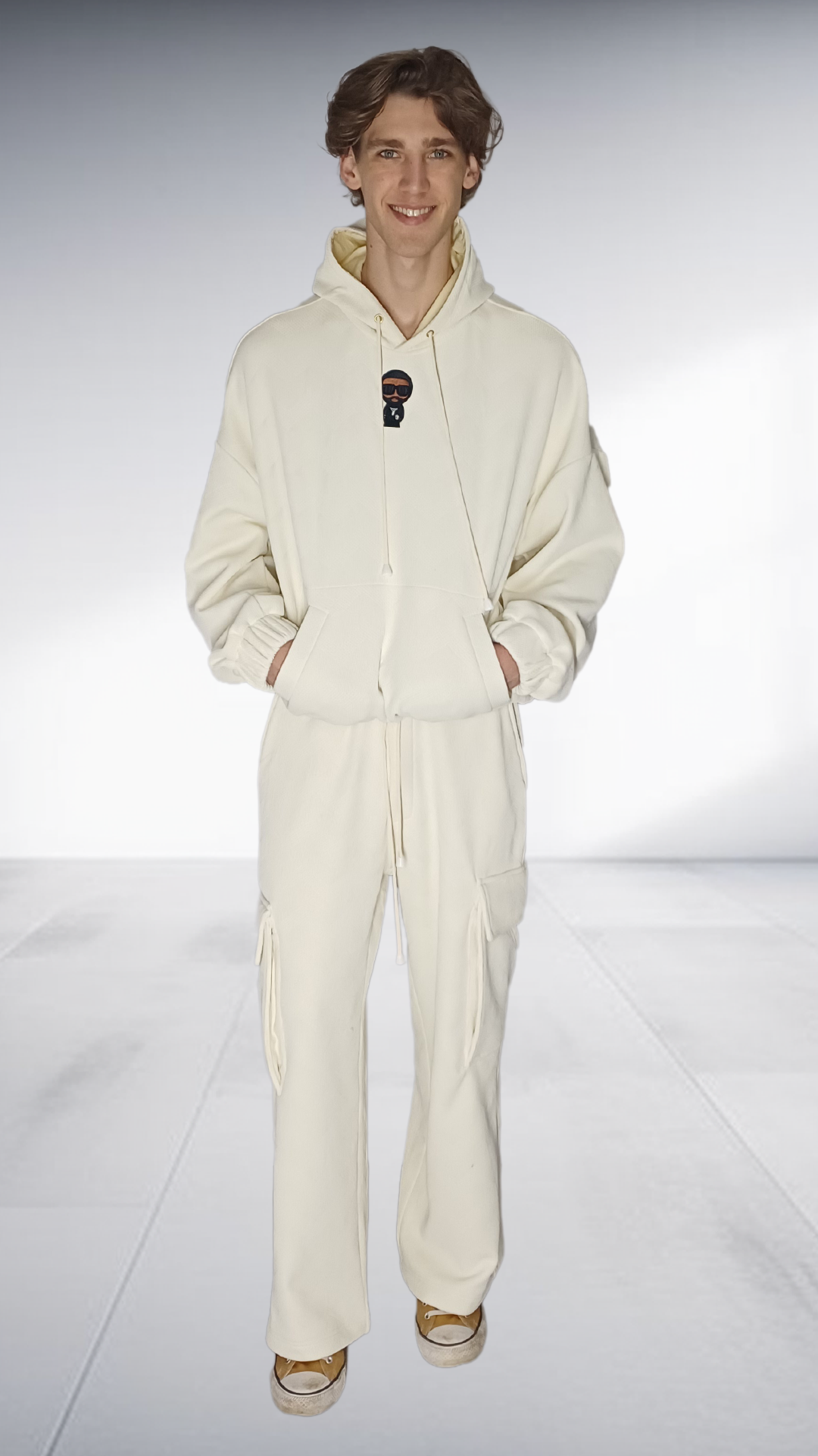 David Tlale Luxury Hoodie & Sweatpants Tracksuit - Cream