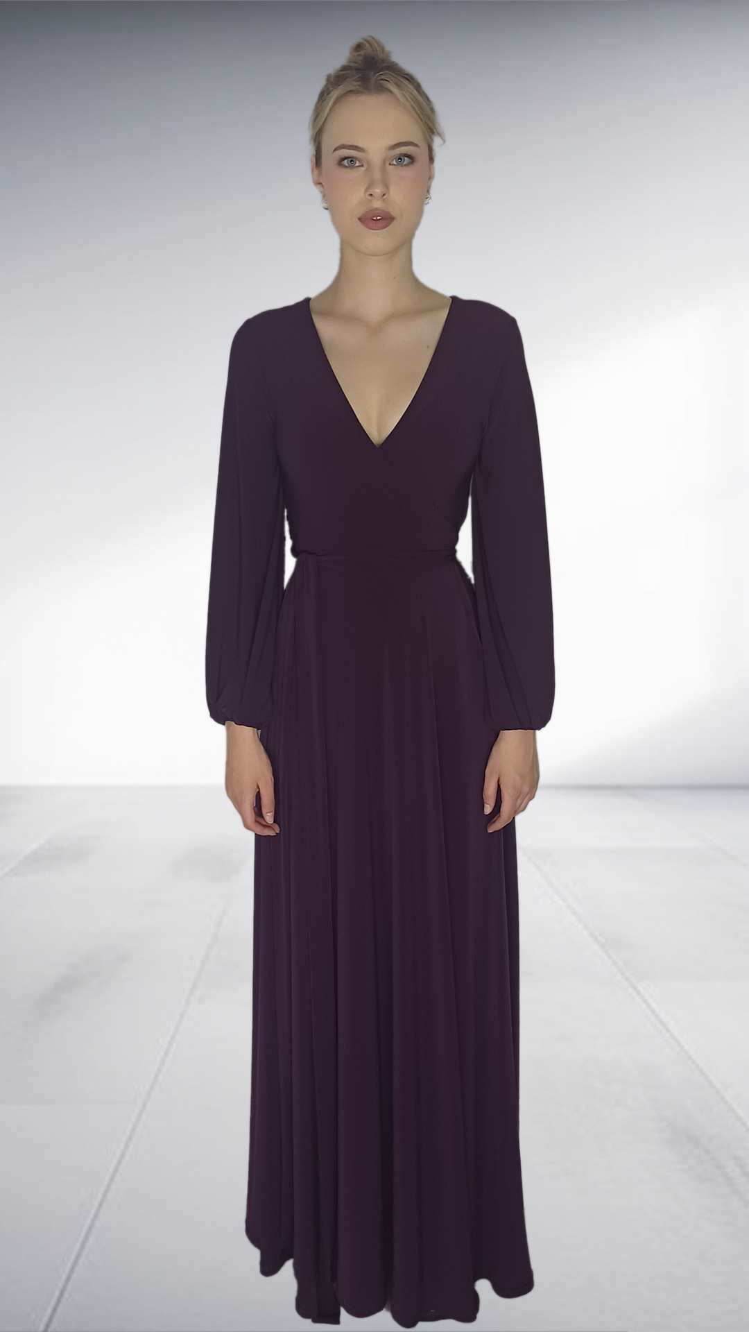 Isabel De Villiers Deep Plum Wrap Maxi Dress