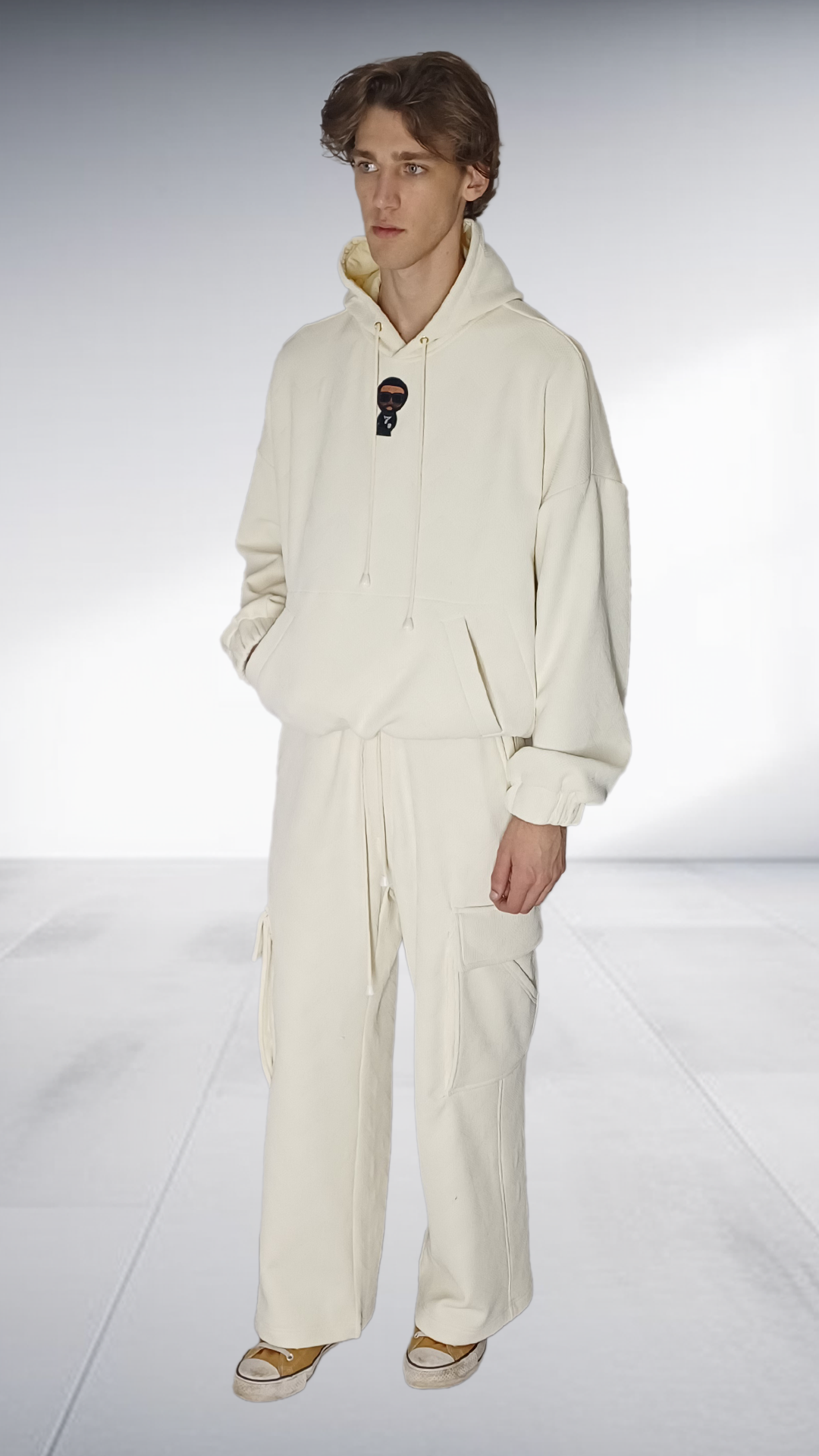 David Tlale Luxury Hoodie & Sweatpants Tracksuit - Cream