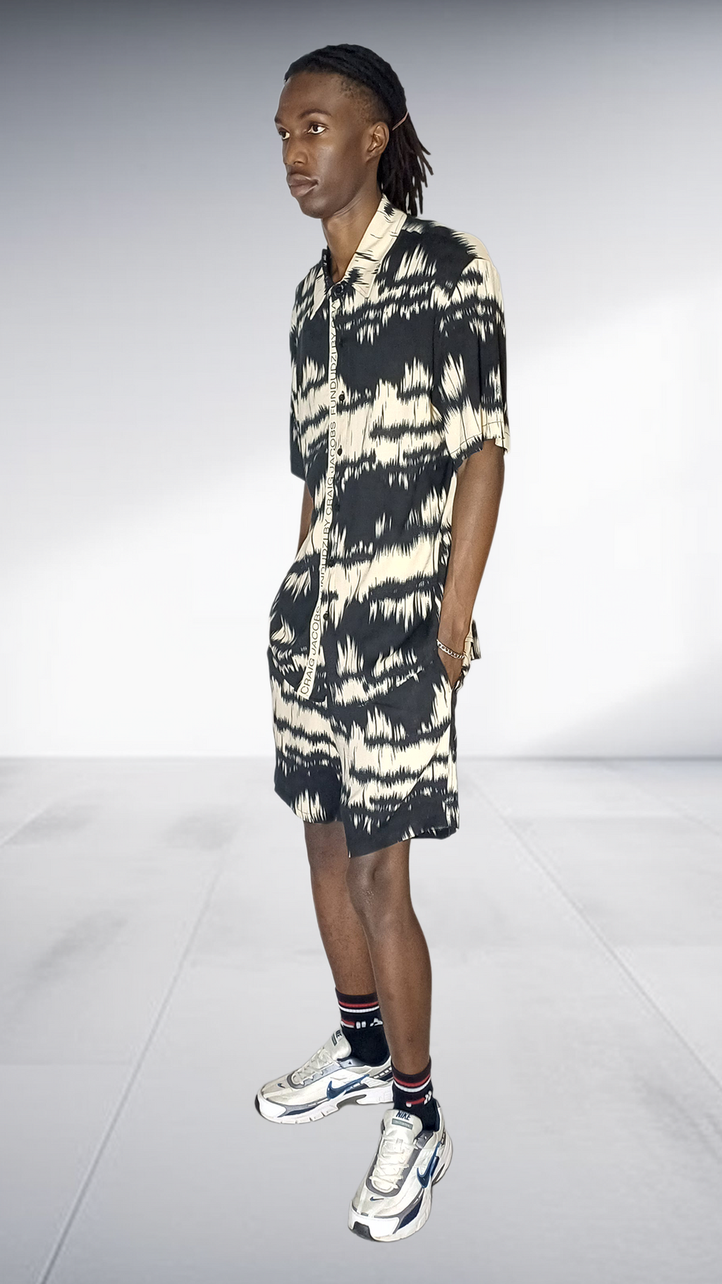 Fundundzi Tie-Dye Print Two-Piece Set - Black & White – Two-Piece Set, view 2 | AfricaRise