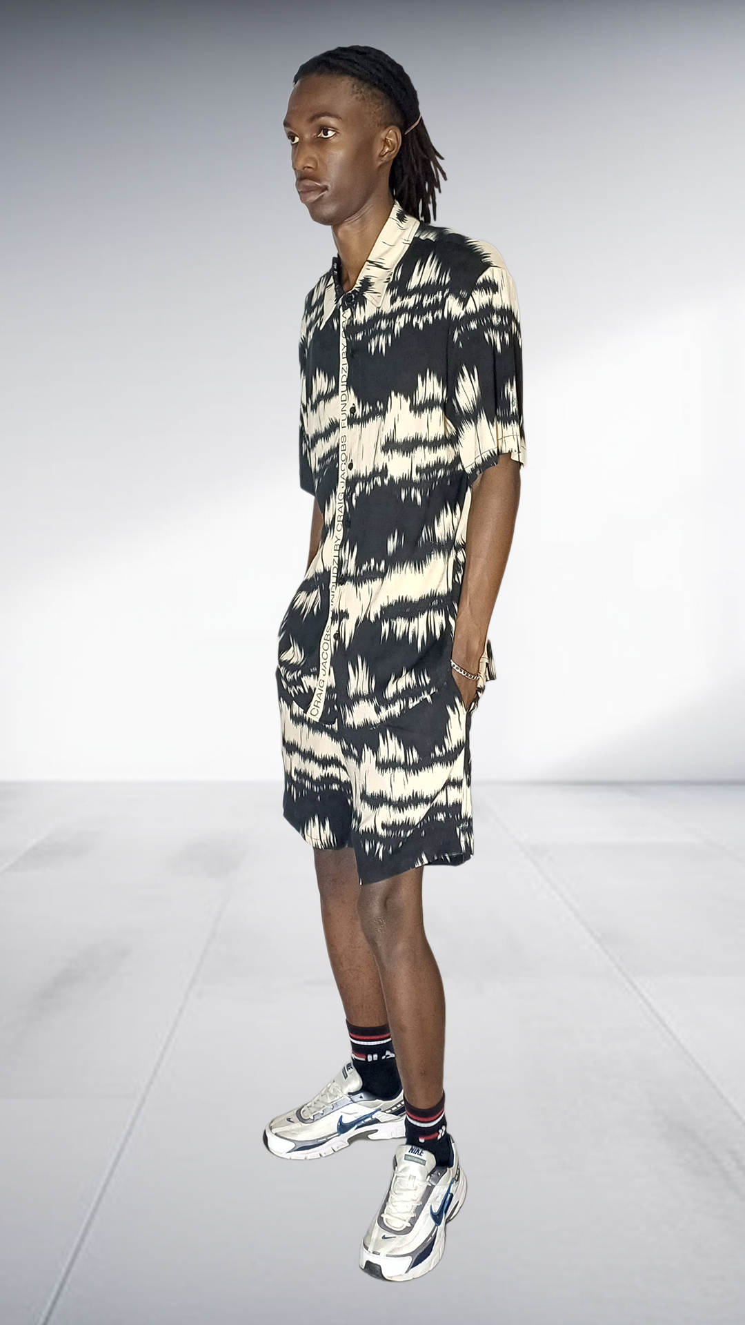Fundundzi Tie-Dye Print Two-Piece Set - Black & White