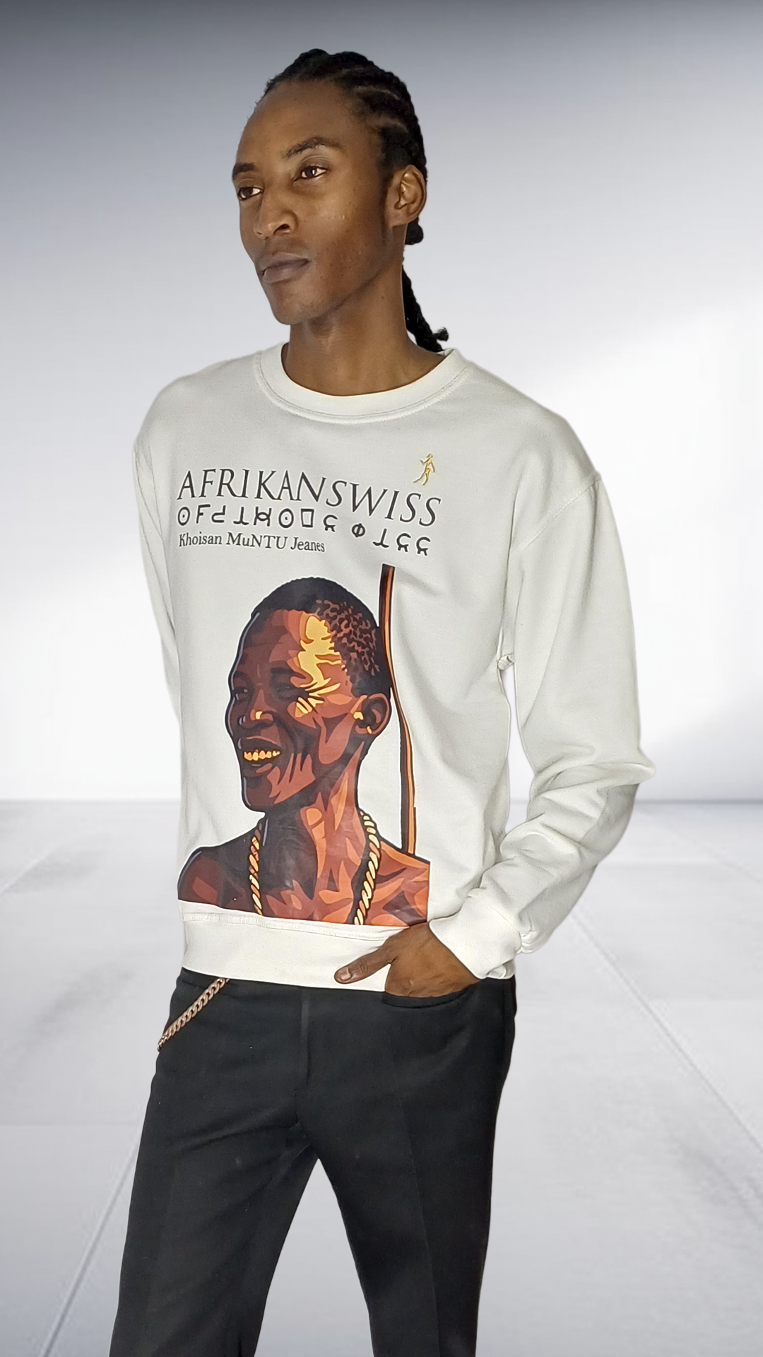Afrikanswiss Graphic Portrait Sweatshirt - Cream