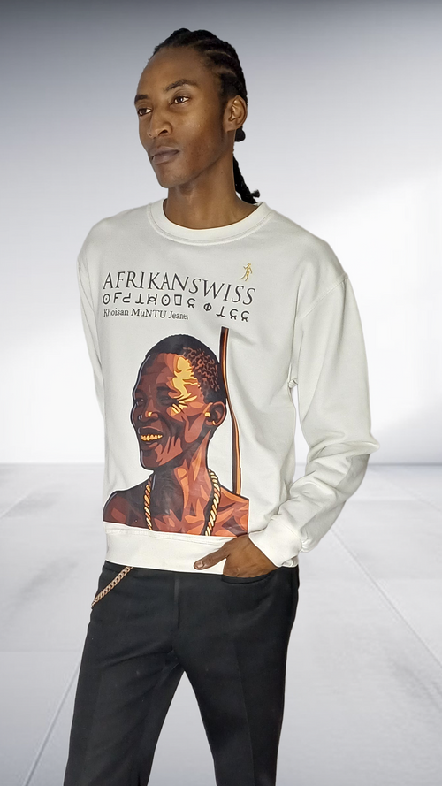 Afrikanswiss Graphic Portrait Sweatshirt - Cream
