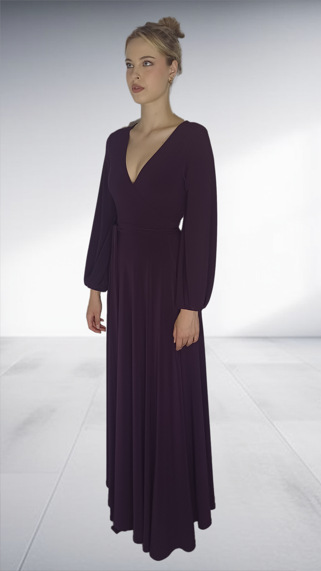 Isabel De Villiers Deep Plum Wrap Maxi Dress