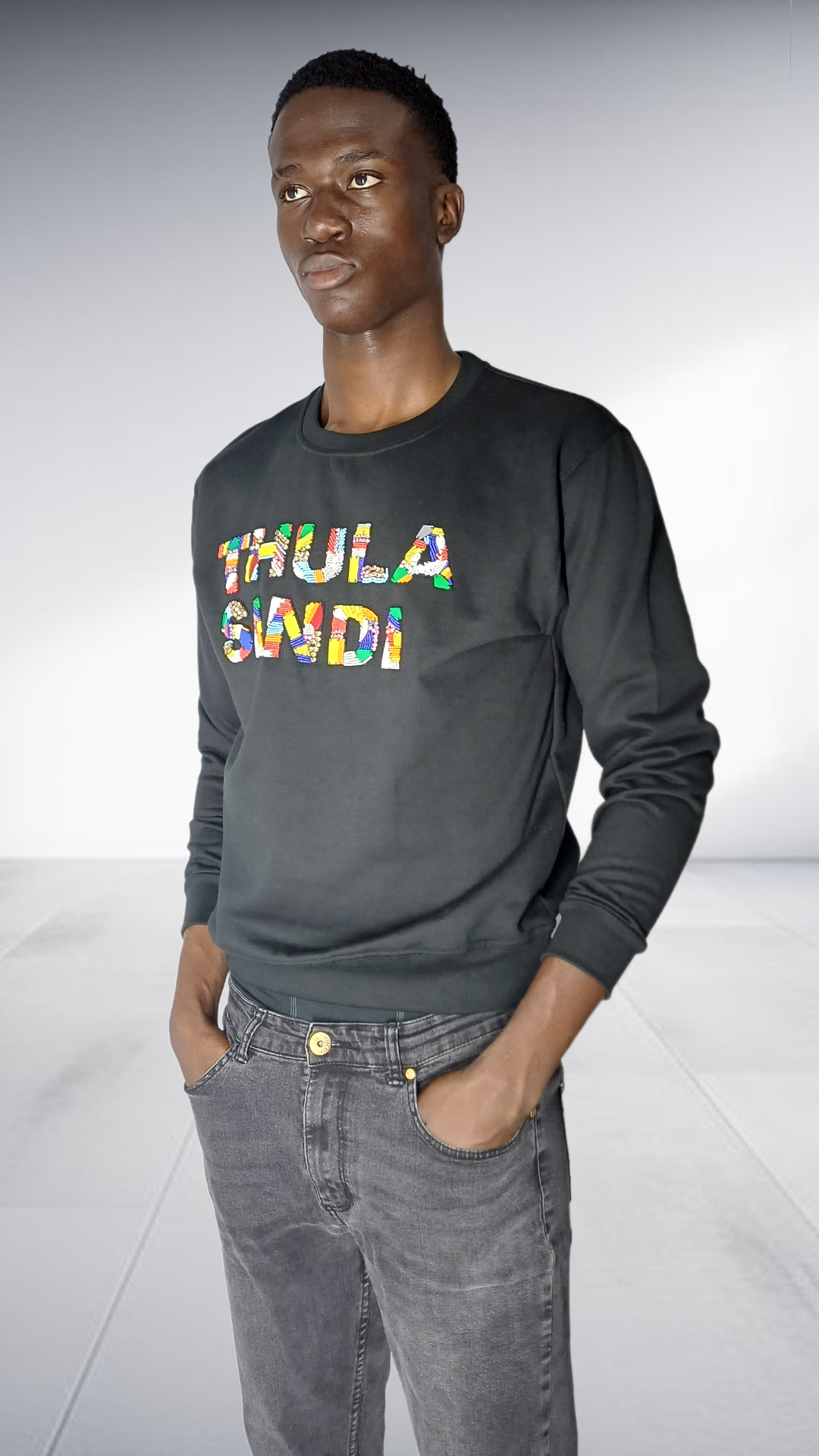 Thula Sindi Beaded Logo Sweatshirt - Black
