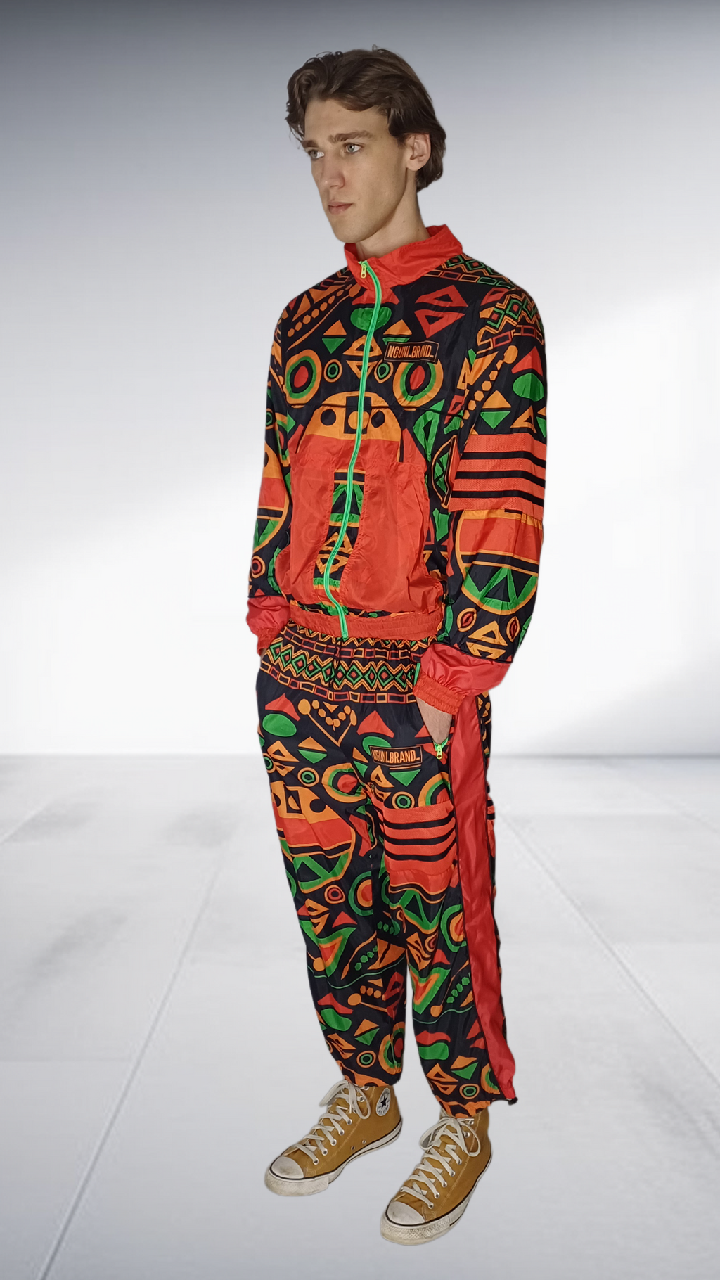 NguniBrand Ndebele Print Tracksuit - Red & Black