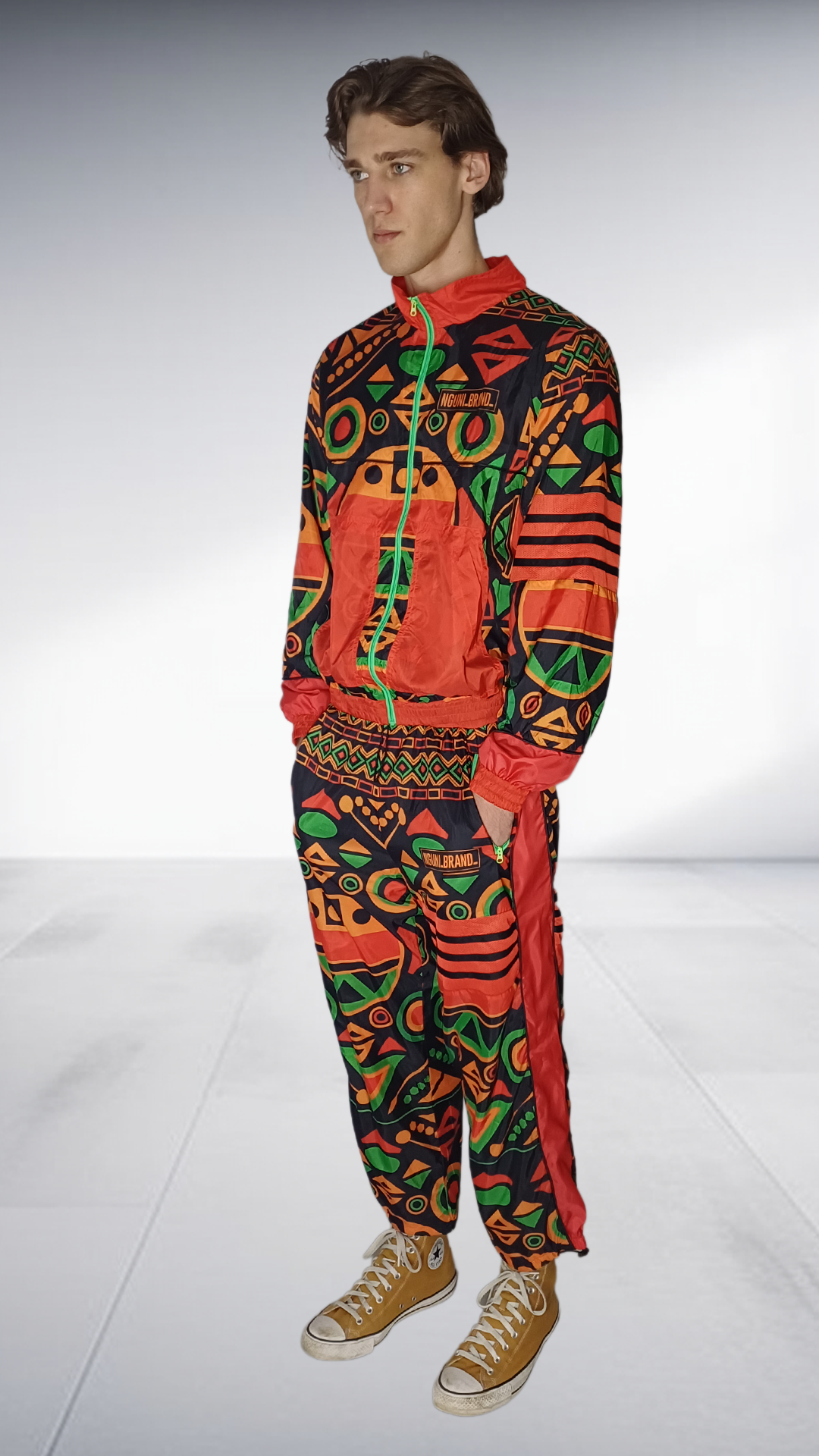 NguniBrand Ndebele Print Tracksuit - Red & Black