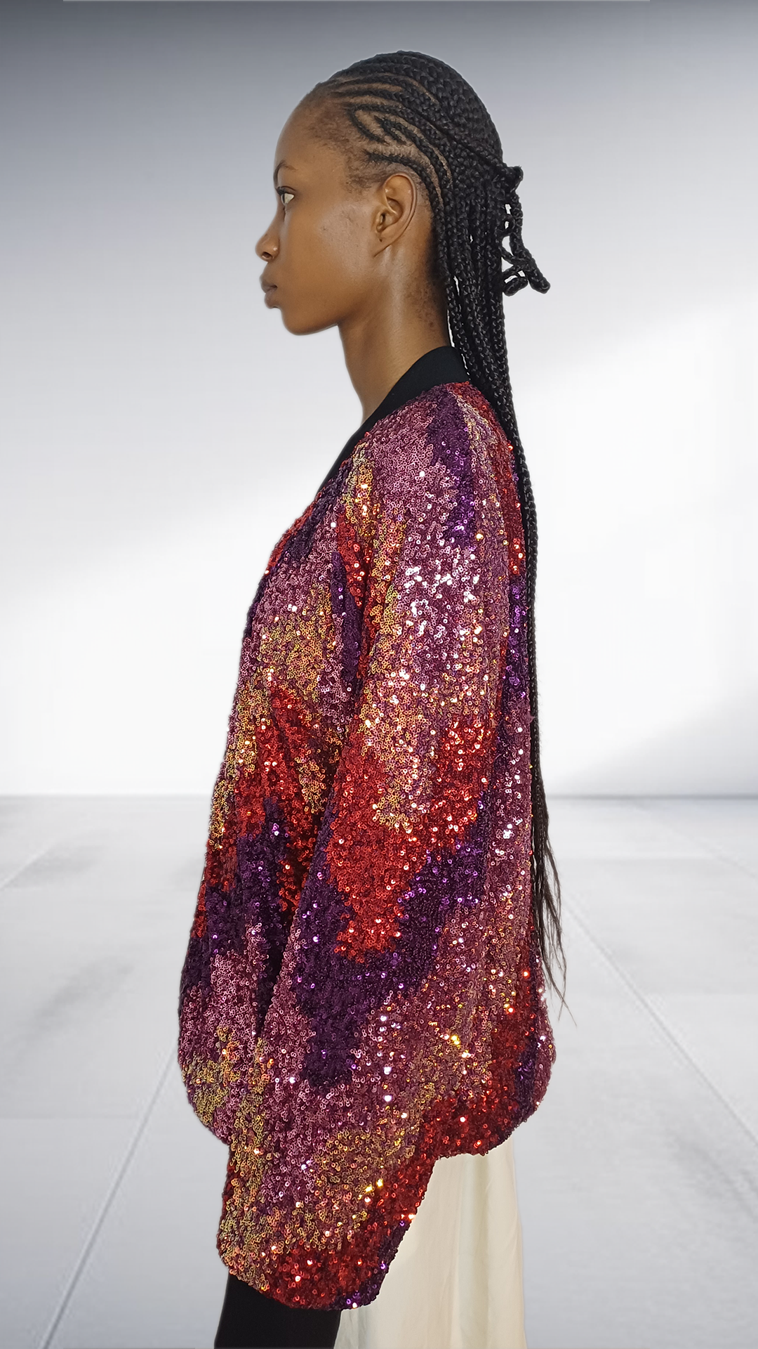 Fundundzi Sparkly Multicolor Sequin Bomber Jacket