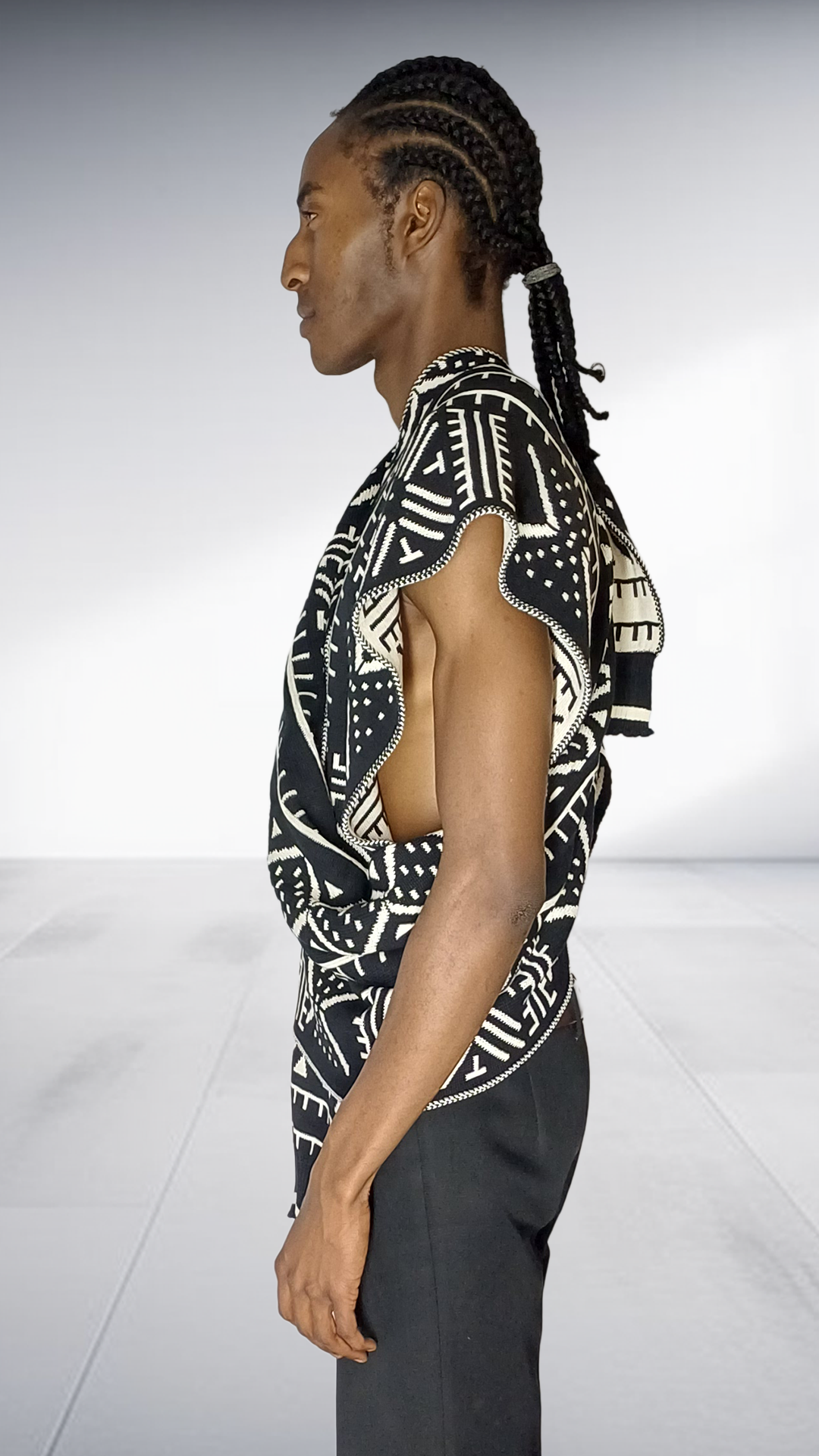 Mille Collines Kichana Shawl - Black & White Geometric