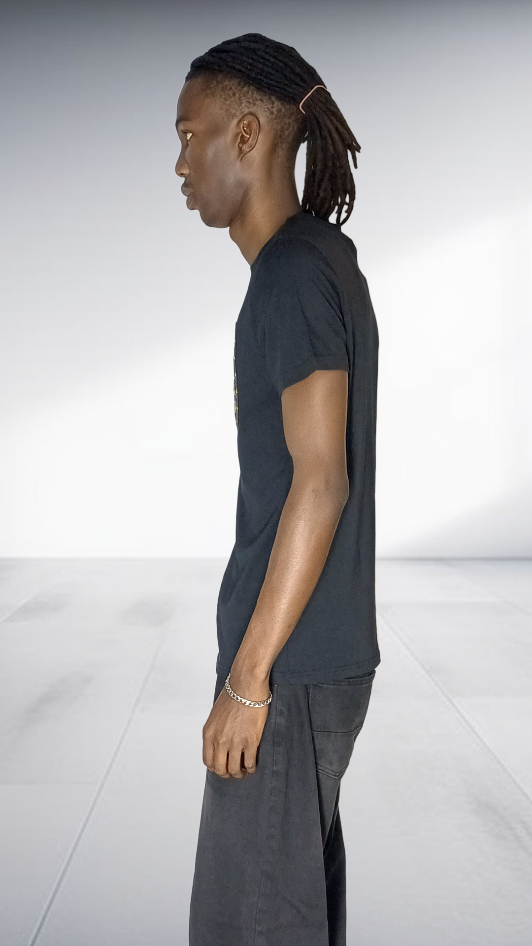 GAE African Print Pocket T-Shirt - Black with Embroidered Detail