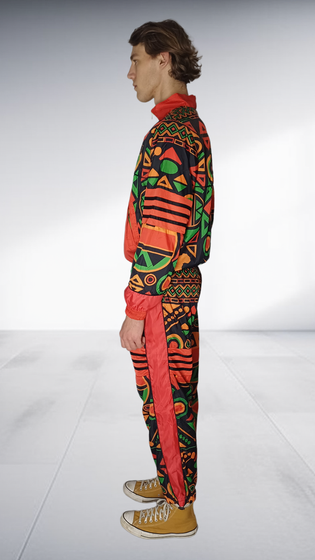 NguniBrand Ndebele Print Tracksuit - Red & Black