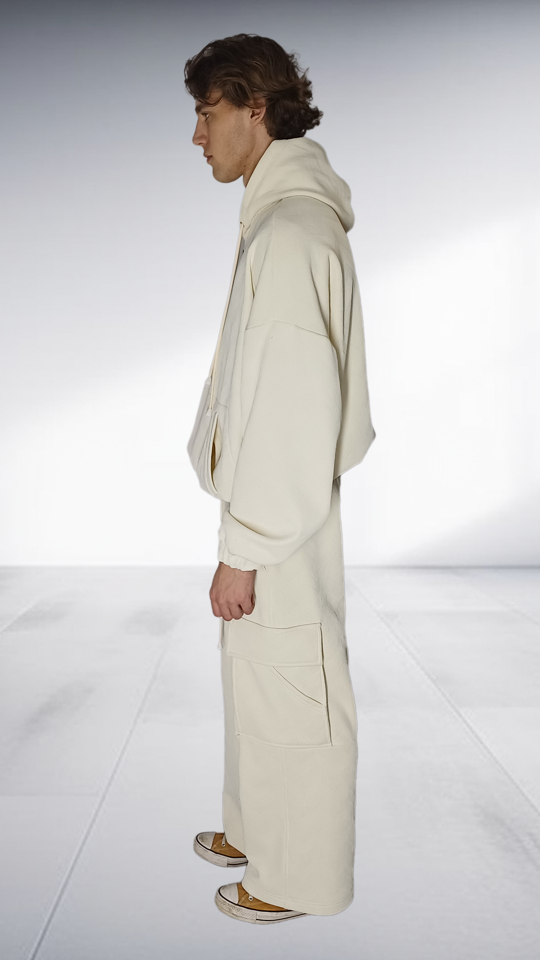 David Tlale Luxury Hoodie & Sweatpants Tracksuit - Cream
