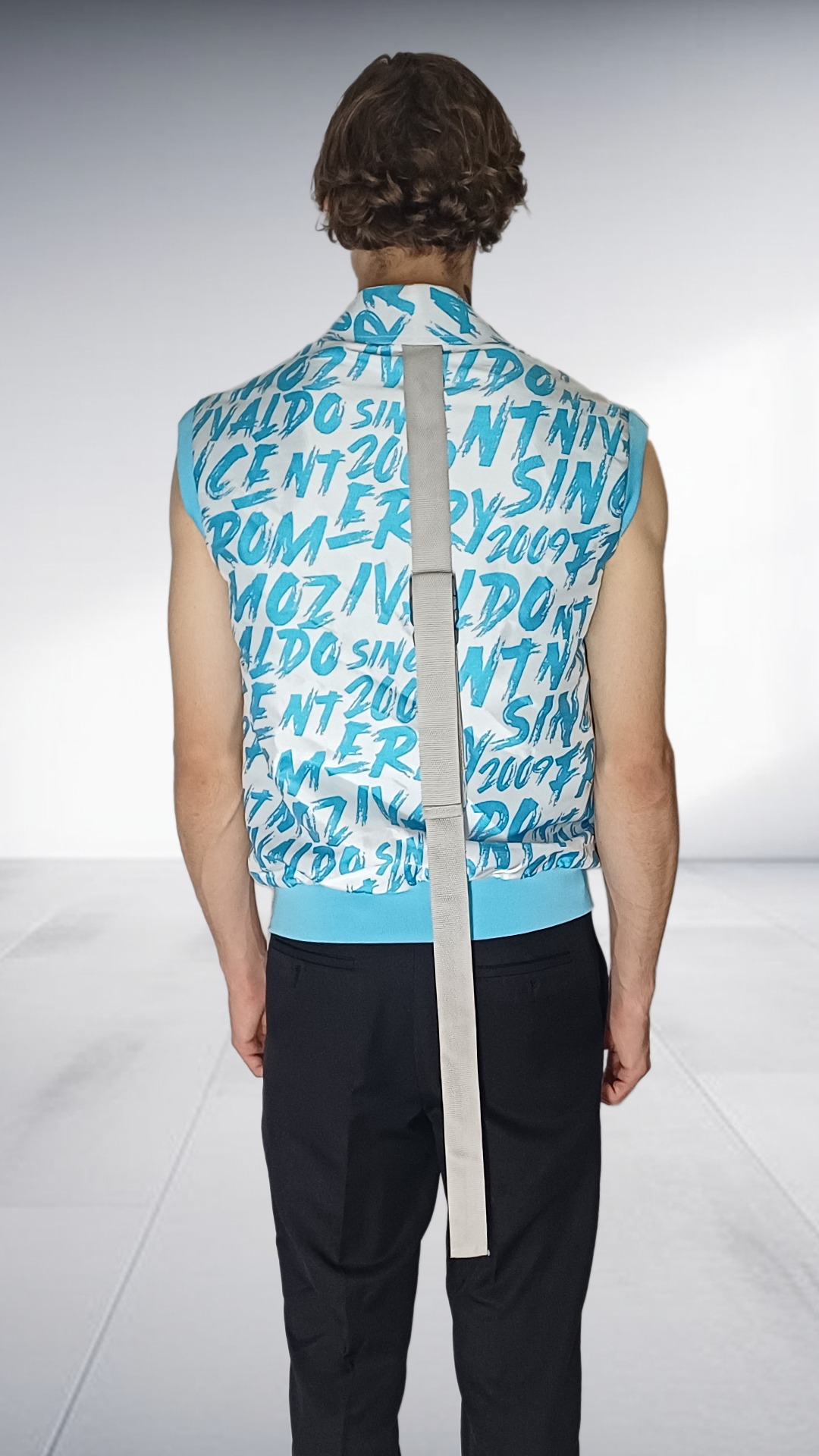 Nivaldo Thierry Graphic Print Utility Vest - Turquoise & White