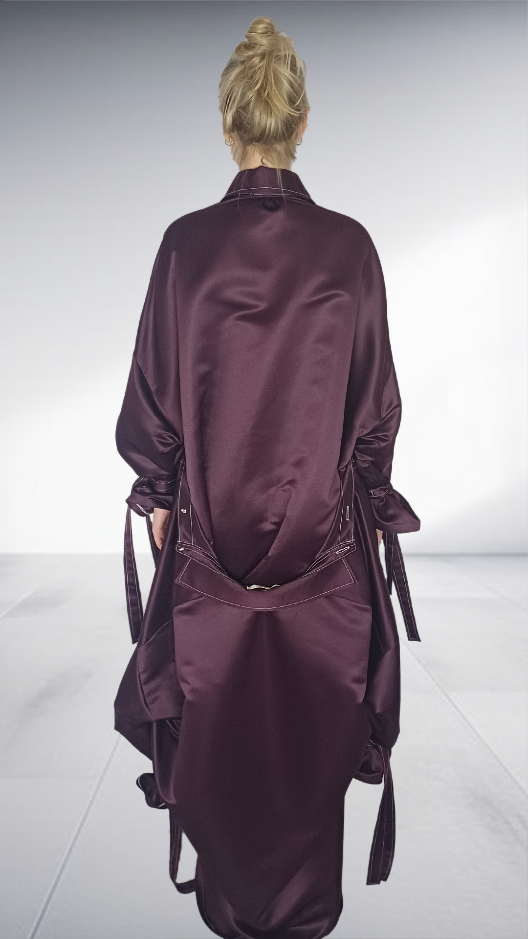 Matte Nolim Plum Asymmetric Deconstructed Shirt Dress