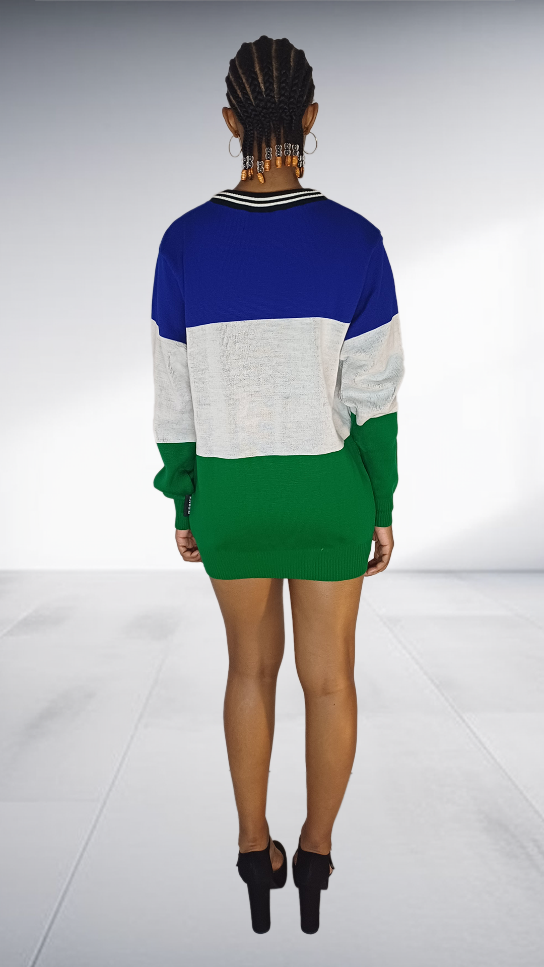 Isiqhaza Color-Block Sweater Dress with African Silhouette