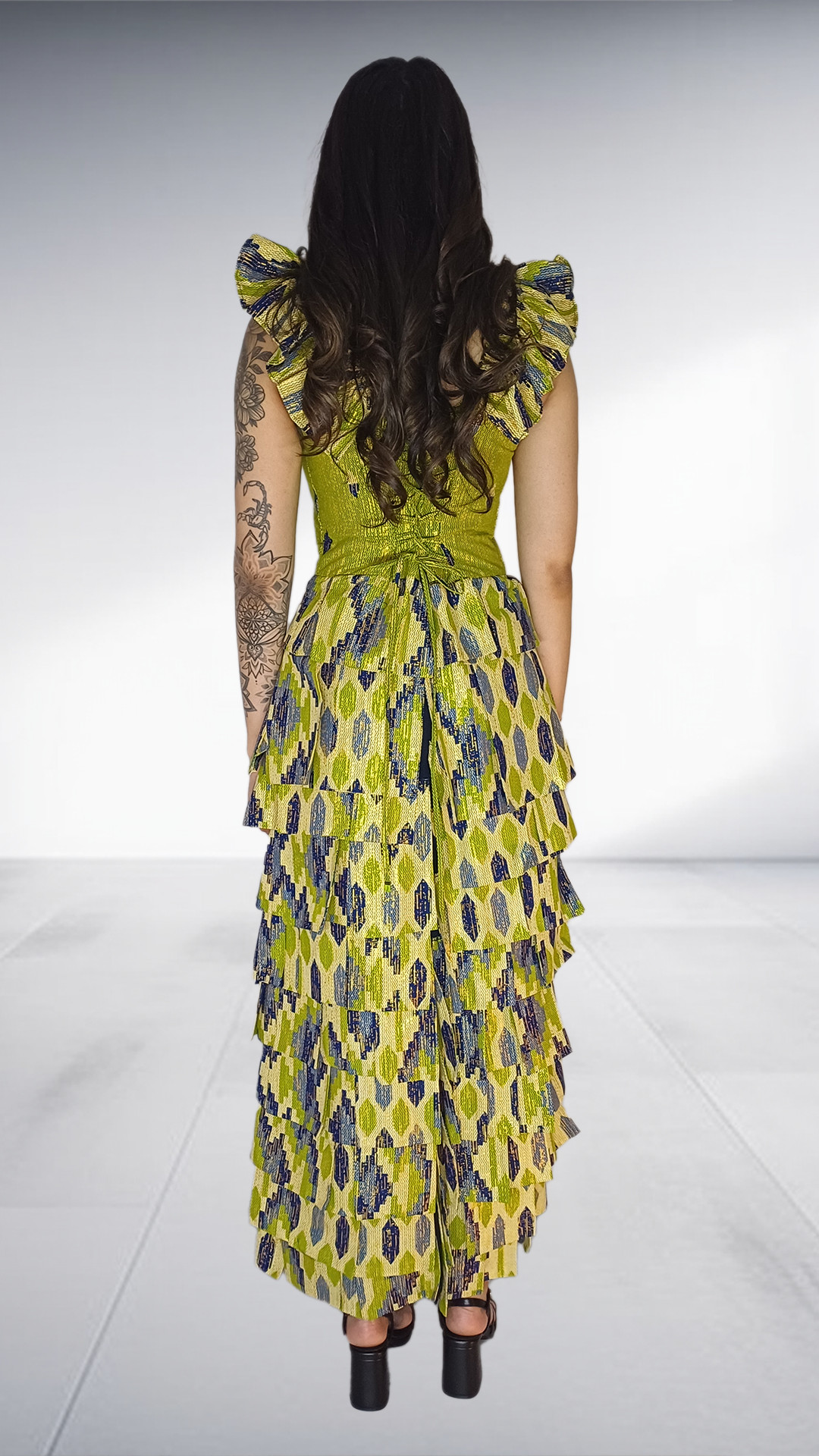 LOLO D Yellow Tiered Maxi Dress