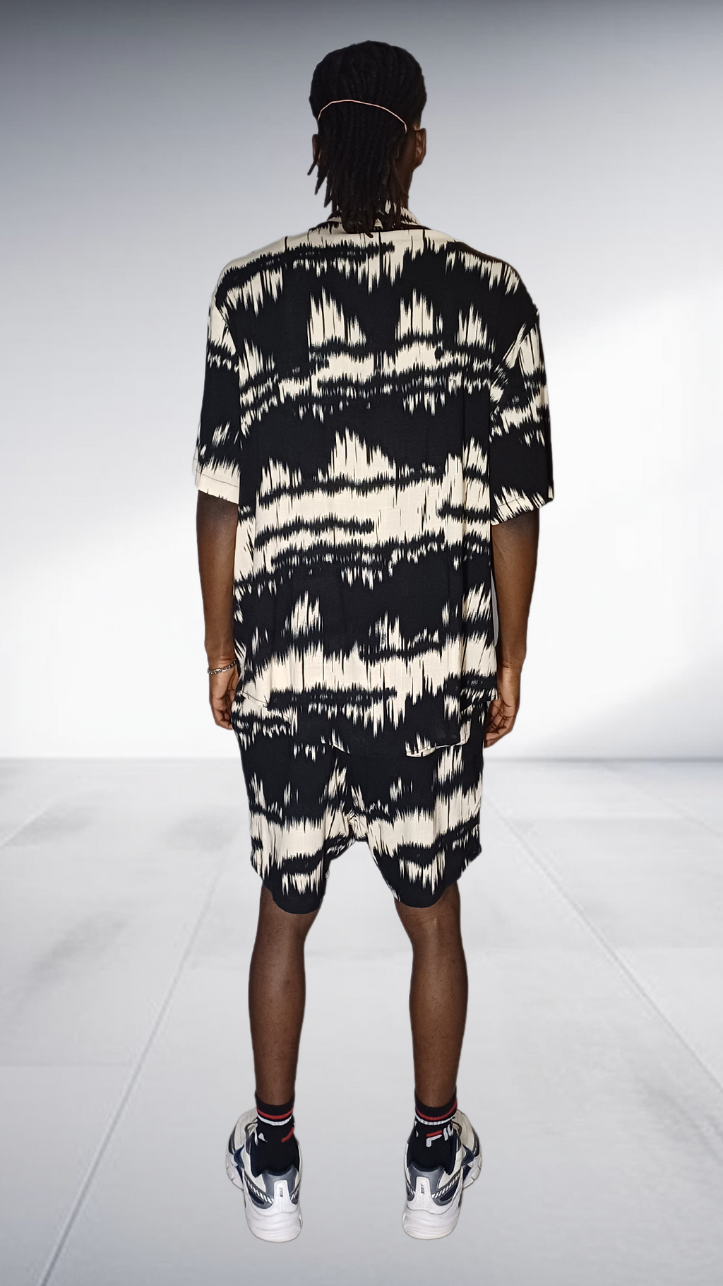 Fundundzi Tie-Dye Print Two-Piece Set - Black & White – Two-Piece Set, view 4 | AfricaRise
