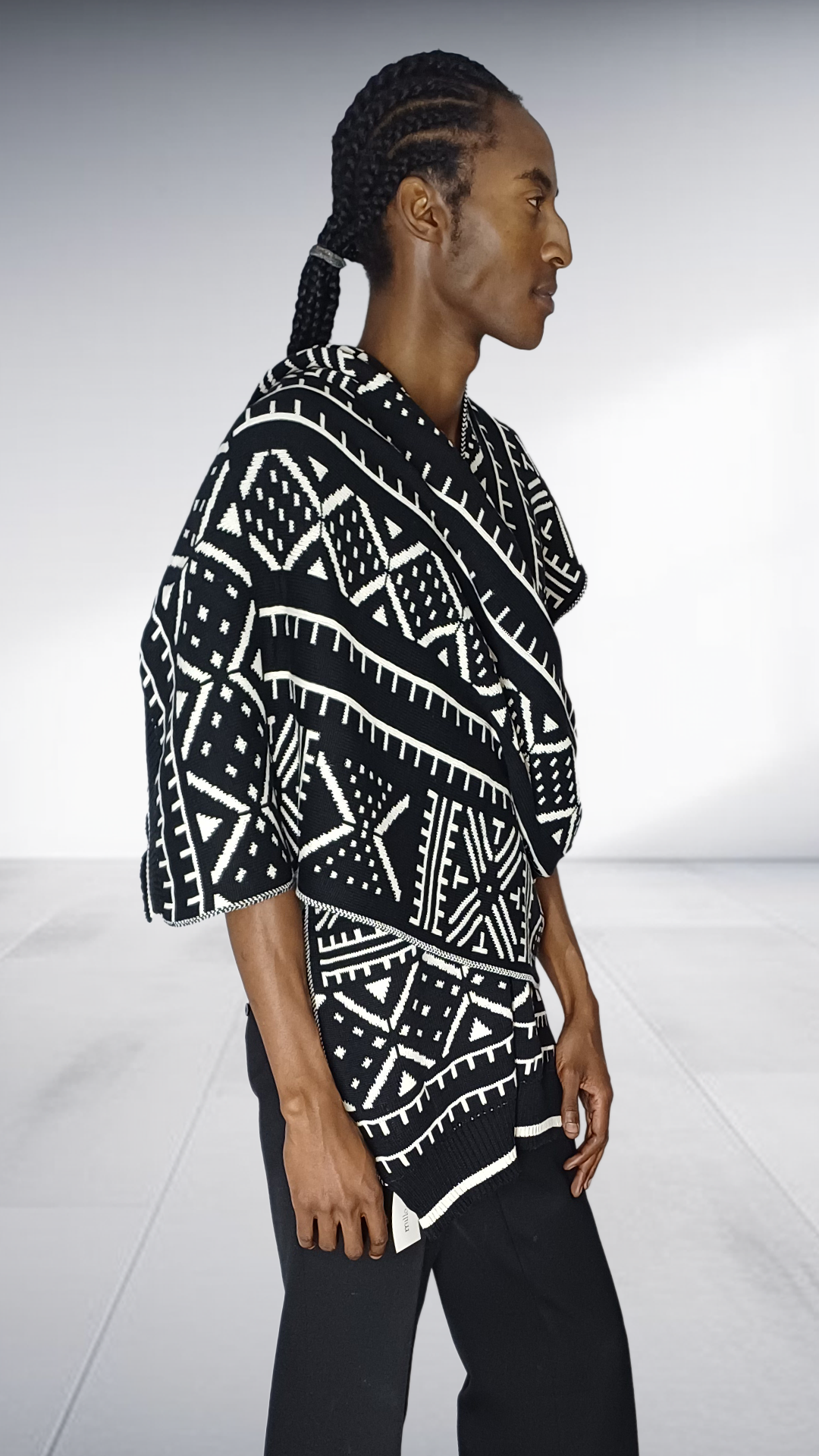 Mille Collines Kichana Shawl - Black & White Geometric