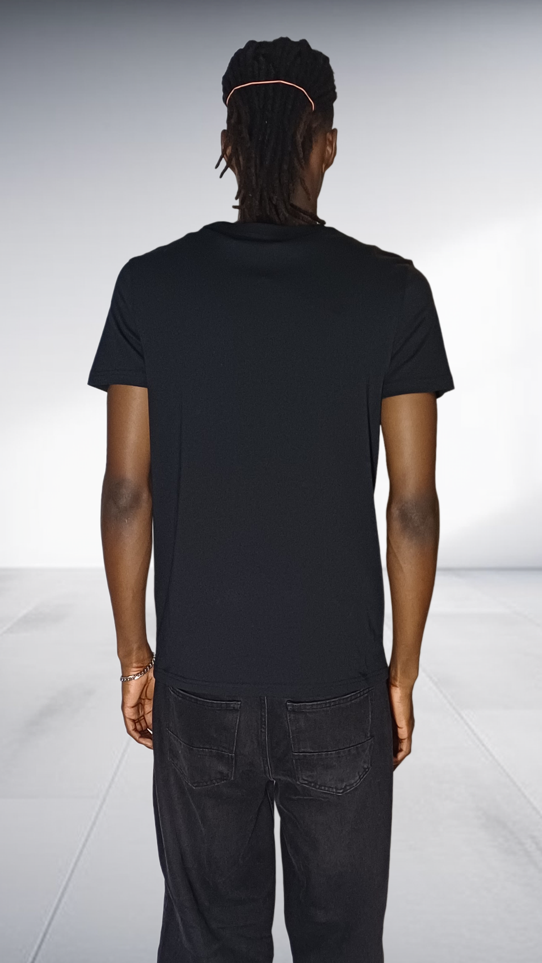 GAE African Print Pocket T-Shirt - Black with Embroidered Detail