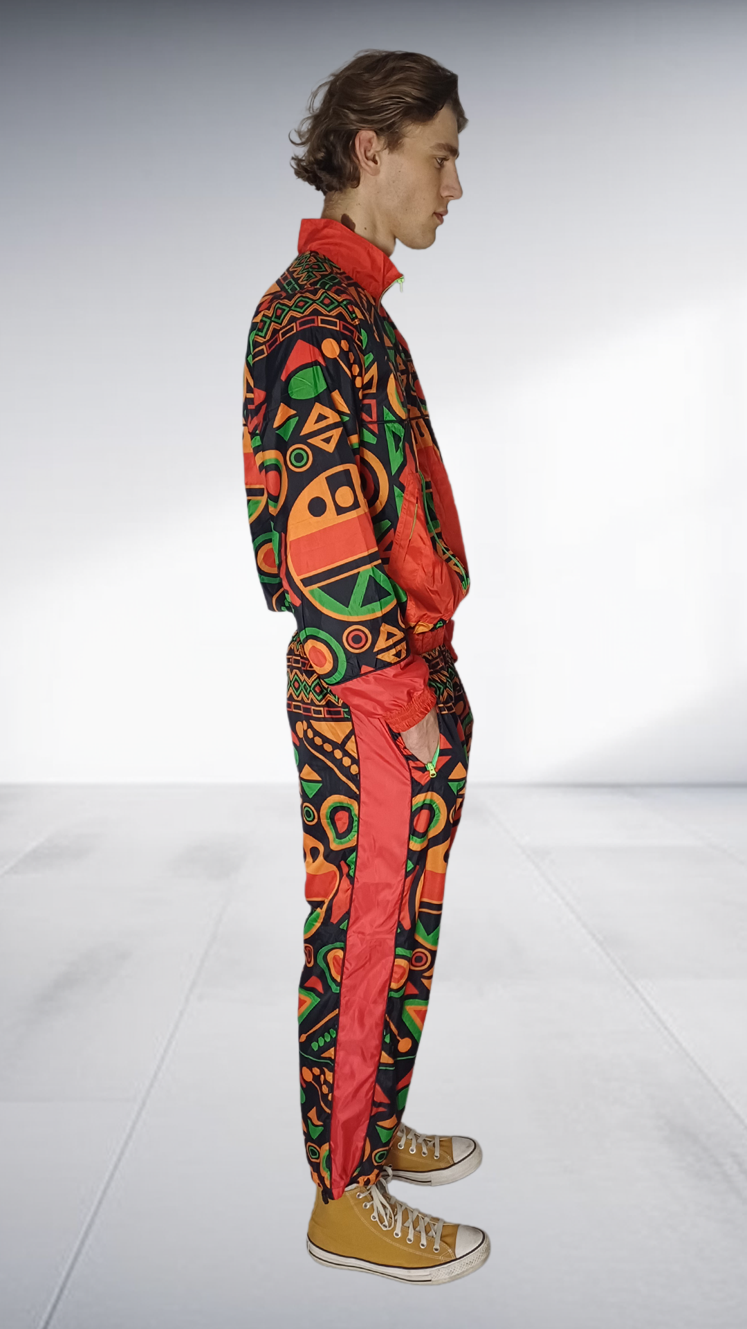 NguniBrand Ndebele Print Tracksuit - Red & Black