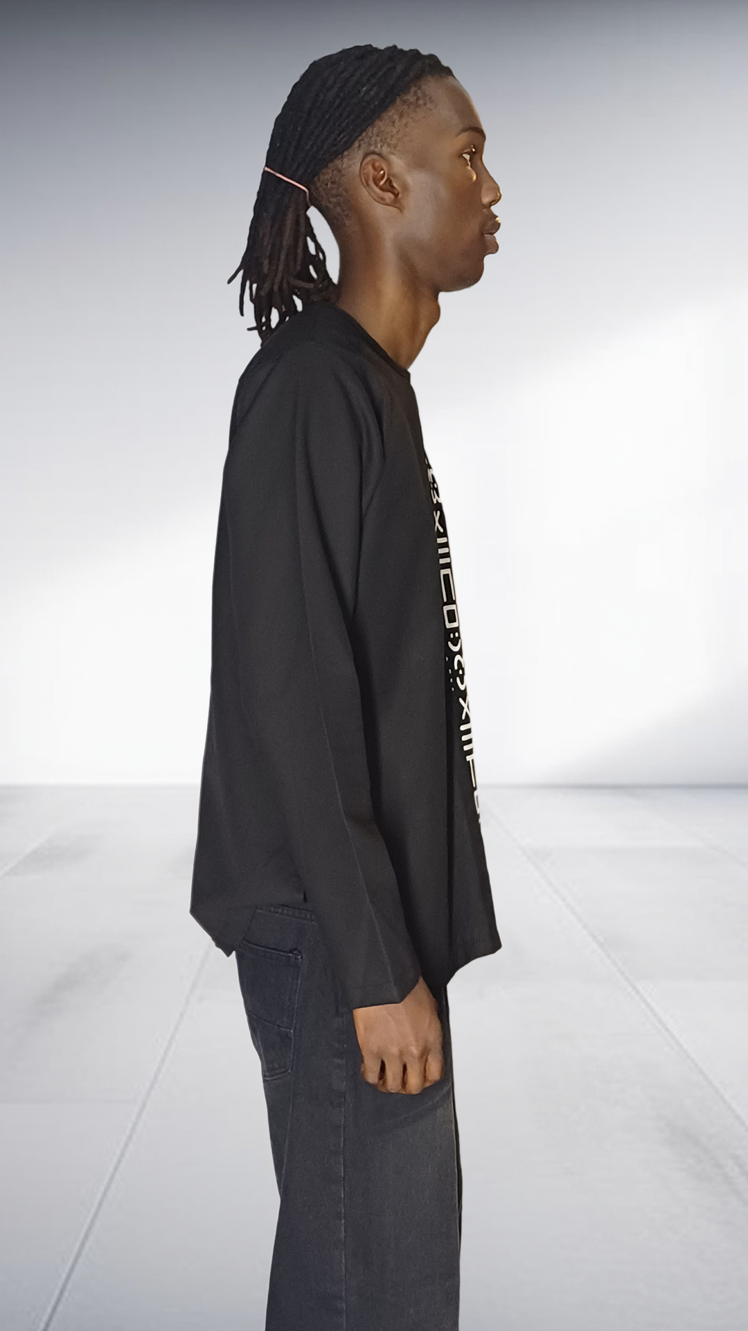 Lolo D Asymmetric Geometric Print Long Sleeve Shirt - Black & White