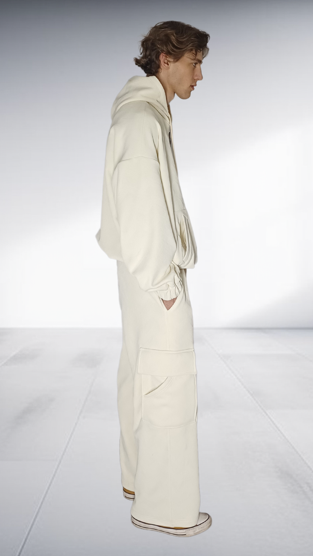 David Tlale Luxury Hoodie & Sweatpants Tracksuit - Cream