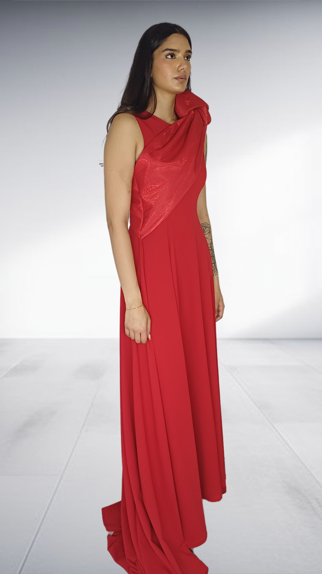 Erre Red One-Shoulder Embellished Gown