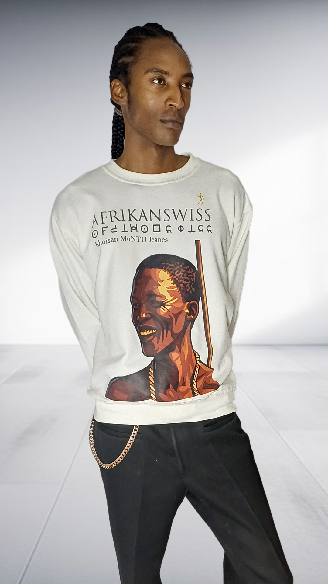 Afrikanswiss Graphic Portrait Sweatshirt - Cream