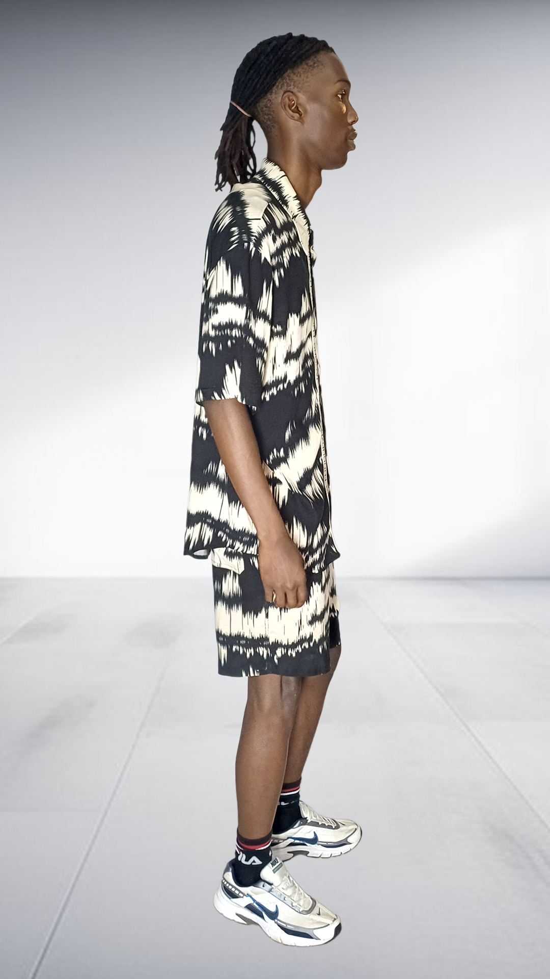 Fundundzi Tie-Dye Print Two-Piece Set - Black & White