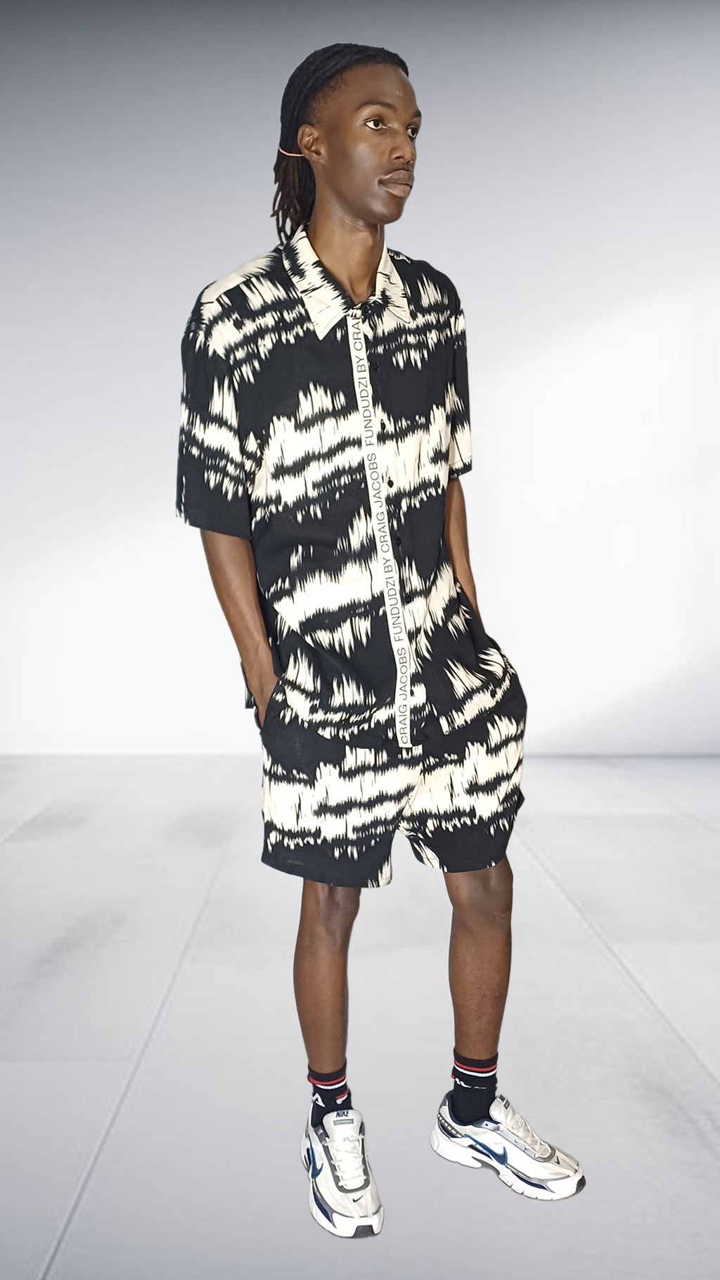 Fundundzi Tie-Dye Print Two-Piece Set - Black & White – Two-Piece Set, view 6 | AfricaRise