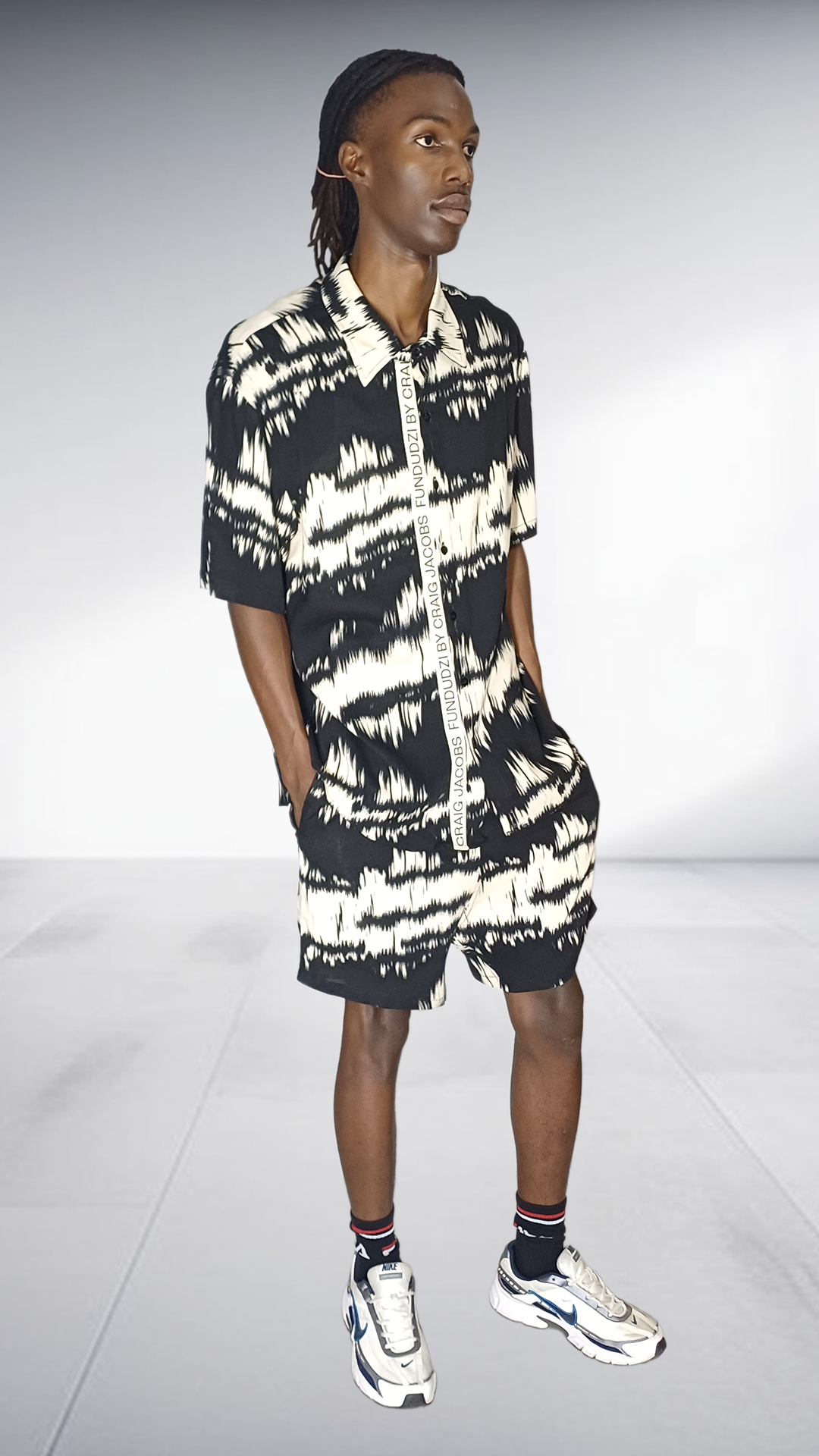 Fundundzi Tie-Dye Print Two-Piece Set - Black & White