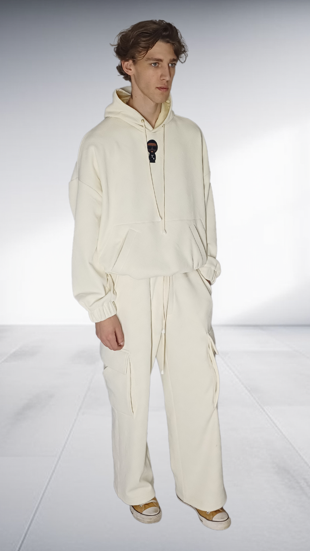 David Tlale Luxury Hoodie & Sweatpants Tracksuit - Cream
