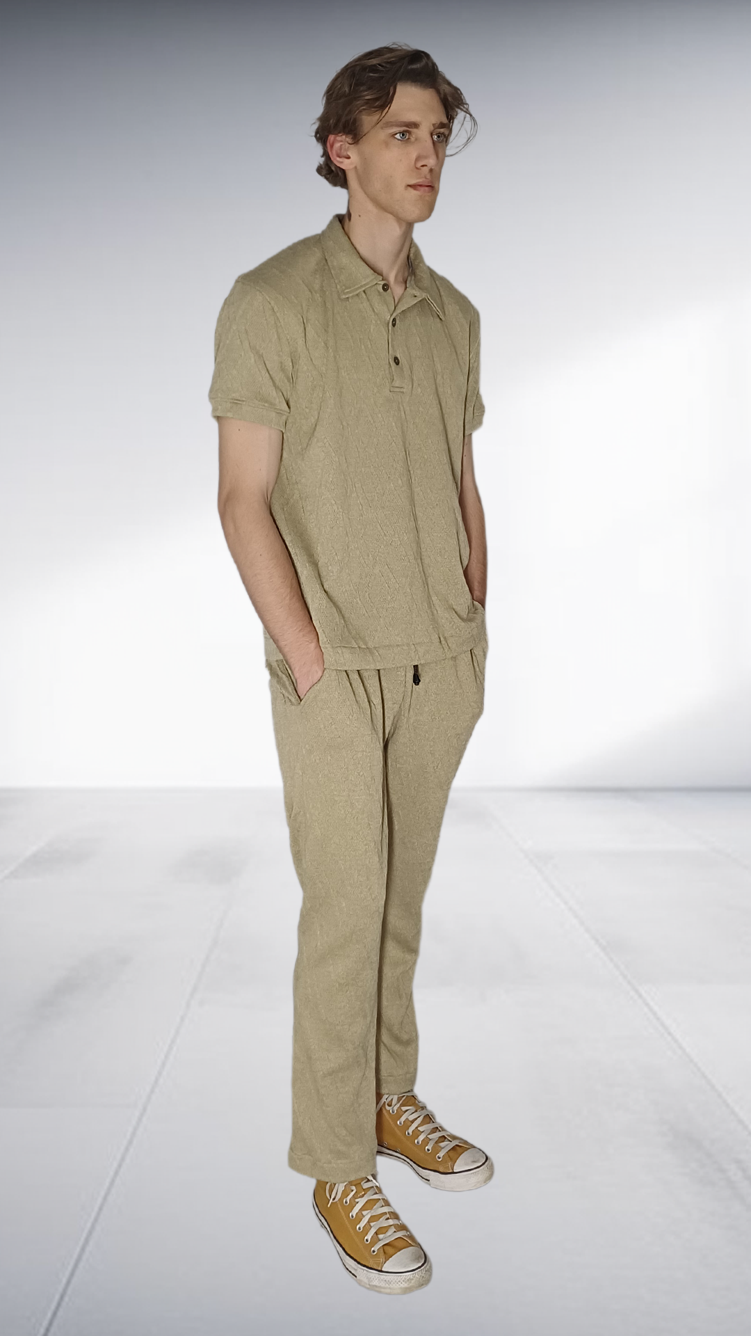 ZIMKHITHA Khaki Polo & Pants Two-Piece Set