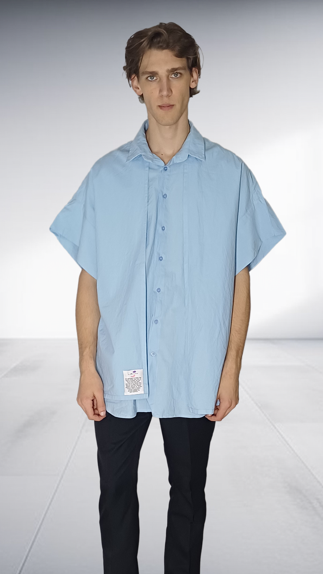 Sipho Mbuto Oversized Short Sleeve Shirt - Sky Blue
