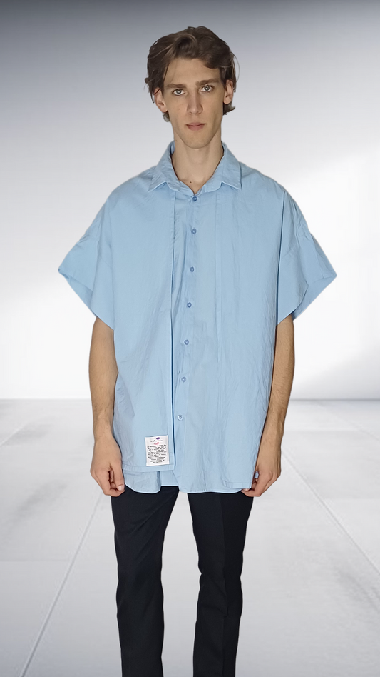 Sipho Mbuto Oversized Short Sleeve Shirt - Sky Blue