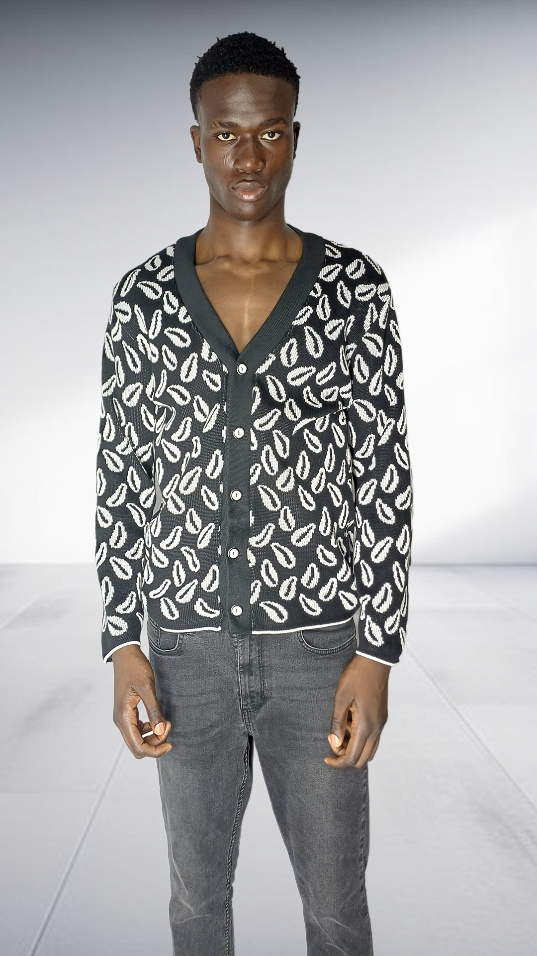 Thula Sindi Cowrie Shell Pattern Cardigan - Black & White
