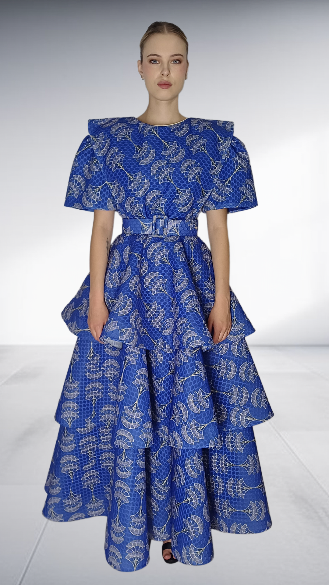 Jozsy Shikisha Tiered Maxi Dress - Royal Blue & Silver