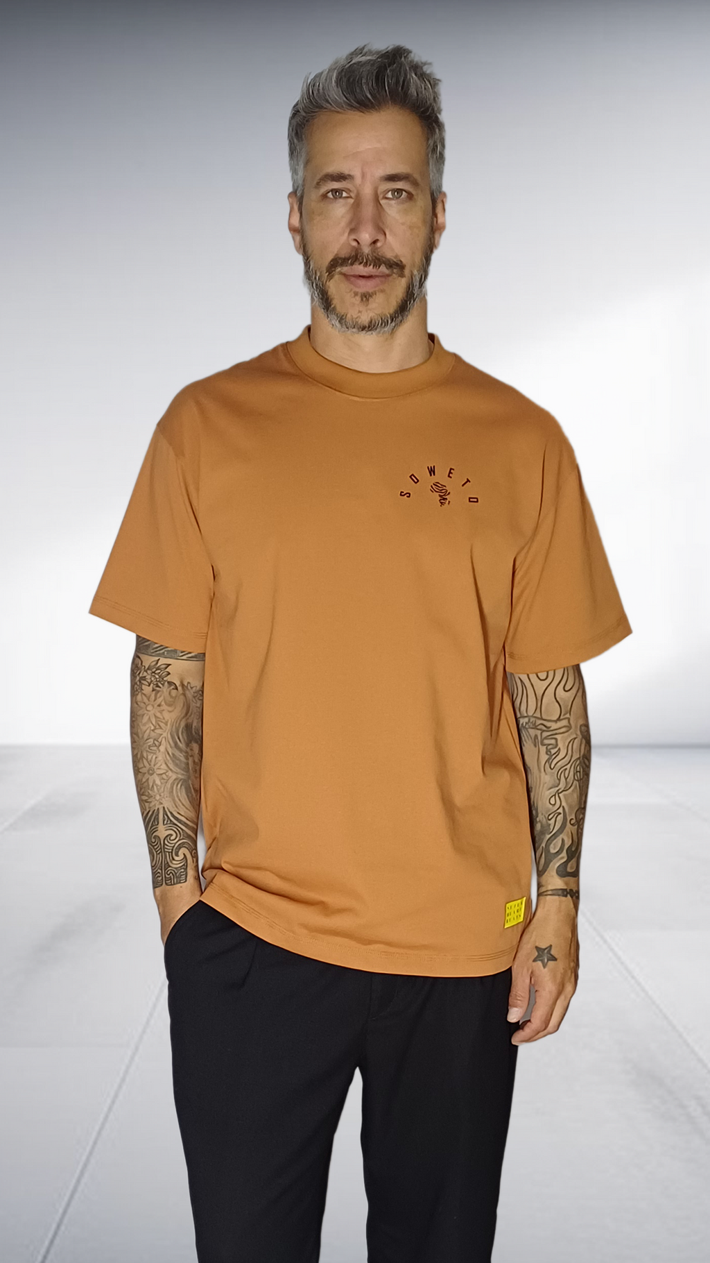 SE7EN HEART BEATS Soweto Department Musician T-Shirt - Mustard & Black