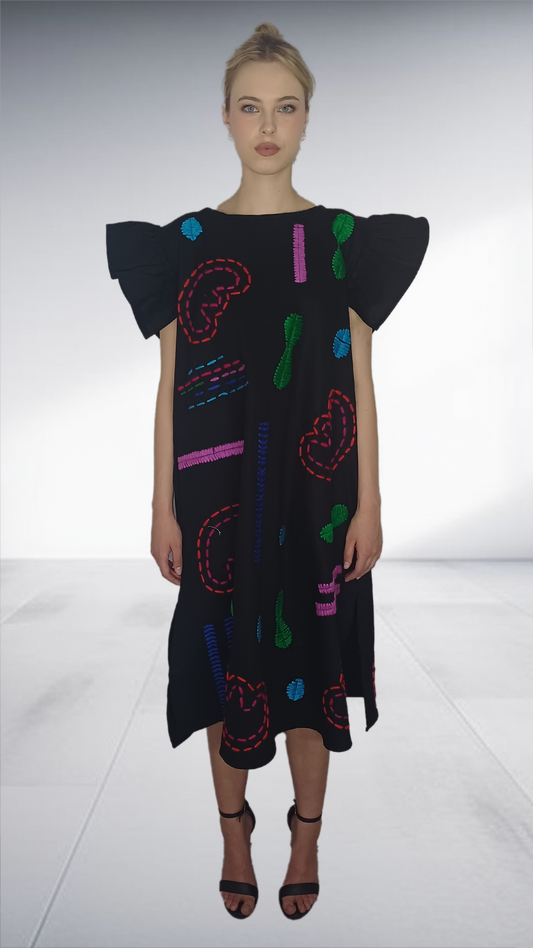 Doodle Hand Embroidery Dress