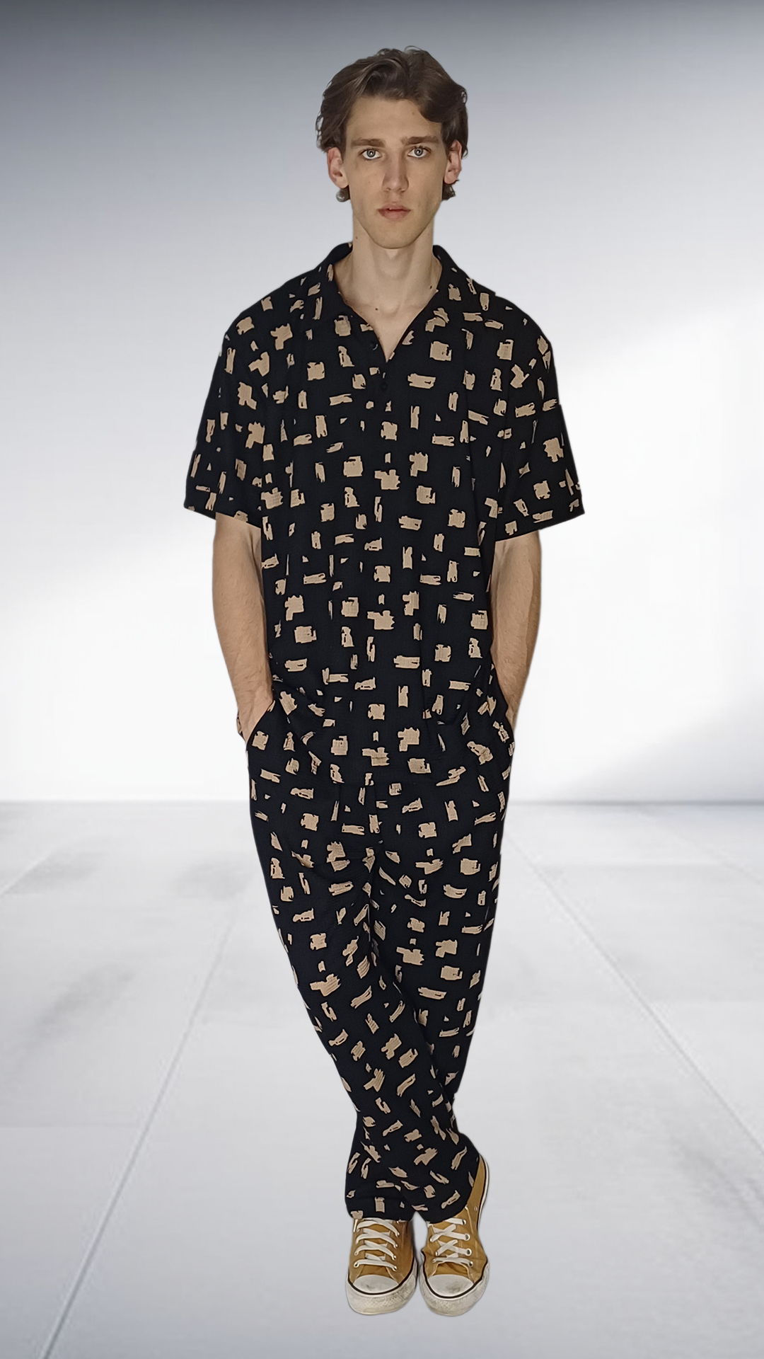 ZIMKHITHA Black Printed Shirt & Pants Set