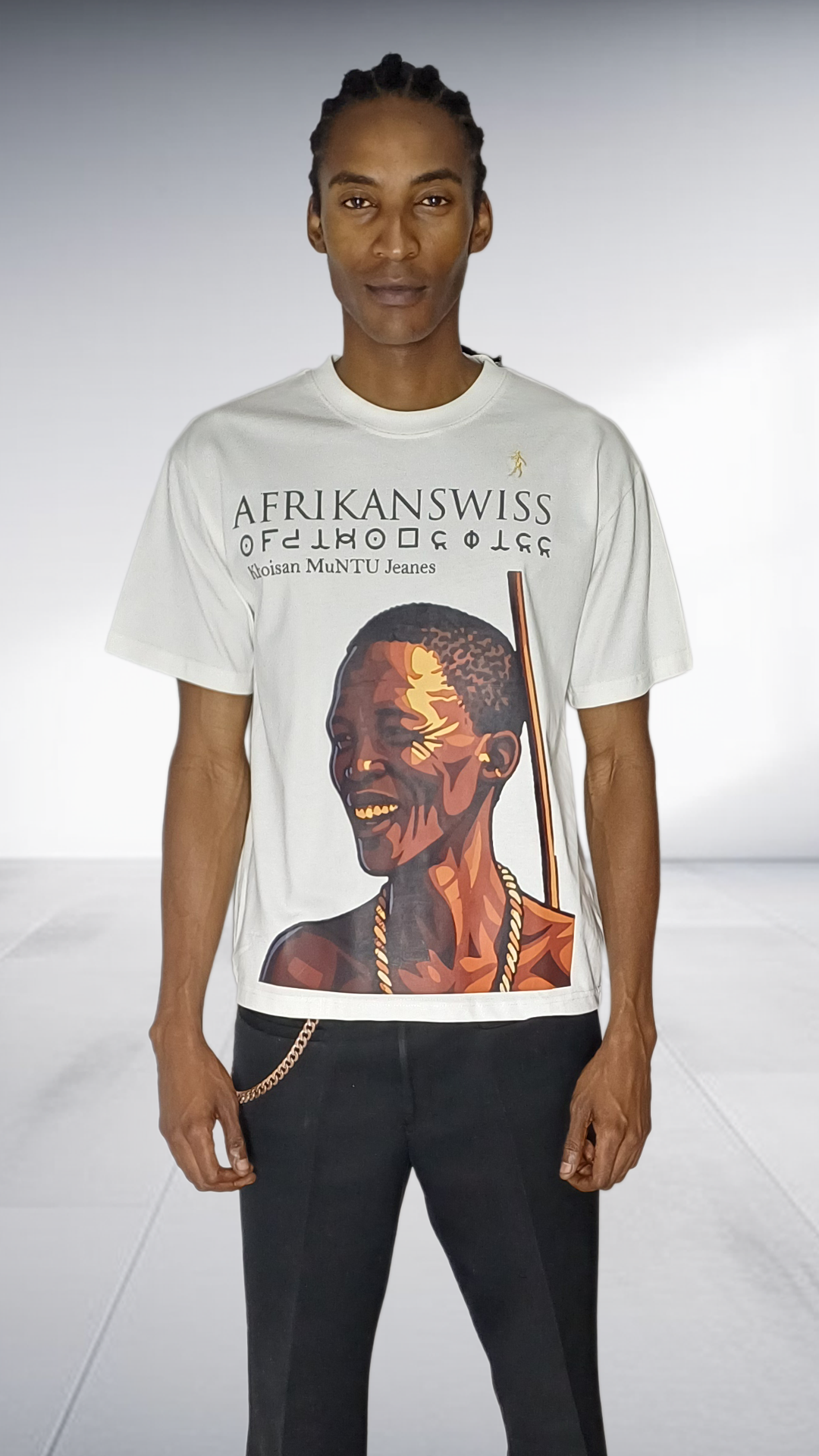 Afrikanswiss Graphic Portrait T-Shirt - Cream