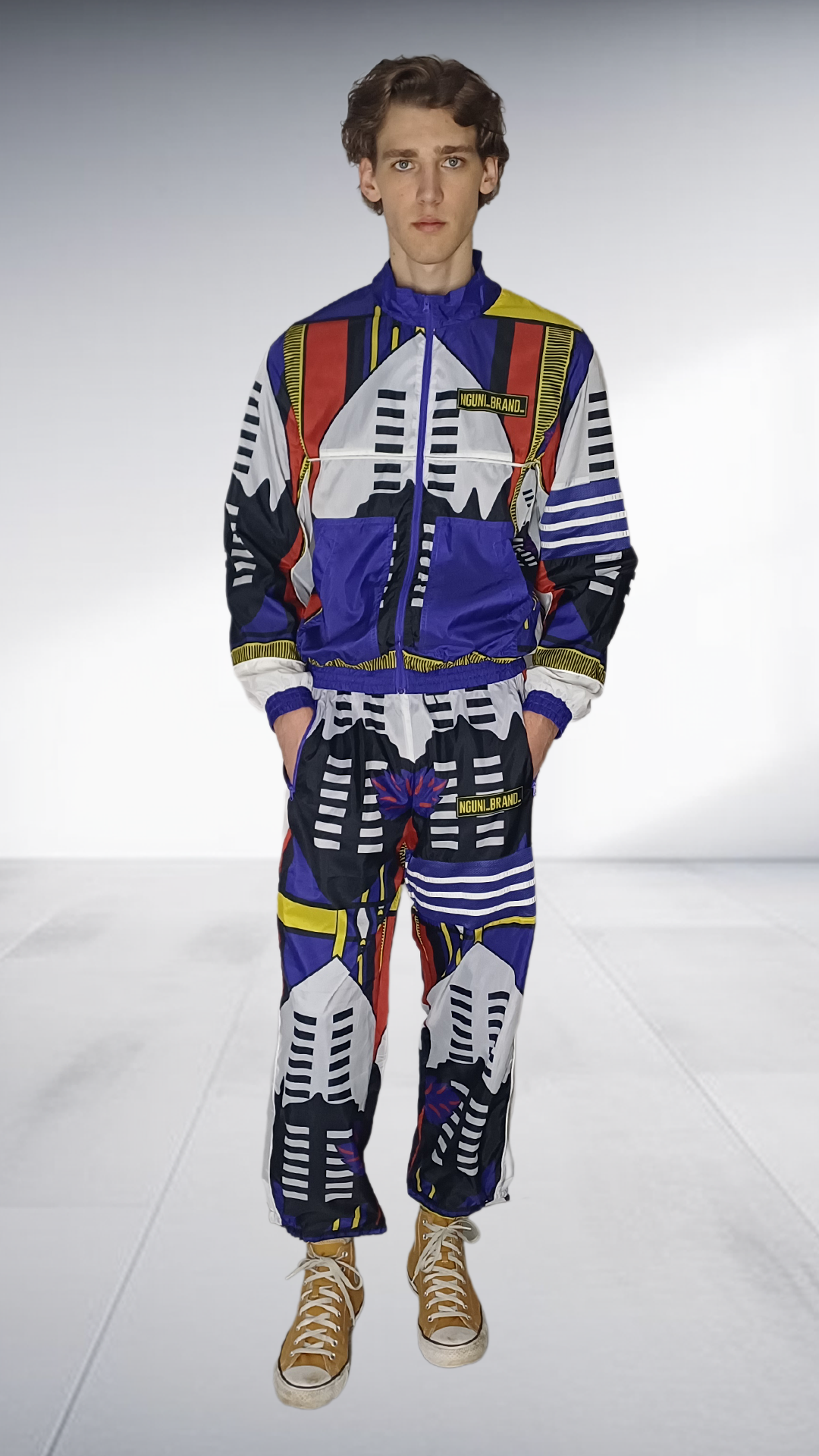 NguniBrand Ndebele Print Tracksuit - Royal Blue & Multicolor
