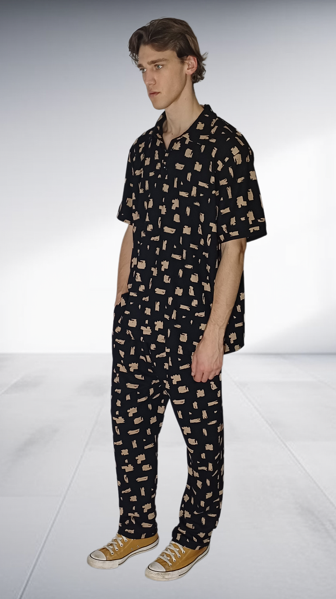 ZIMKHITHA Black Printed Shirt & Pants Set