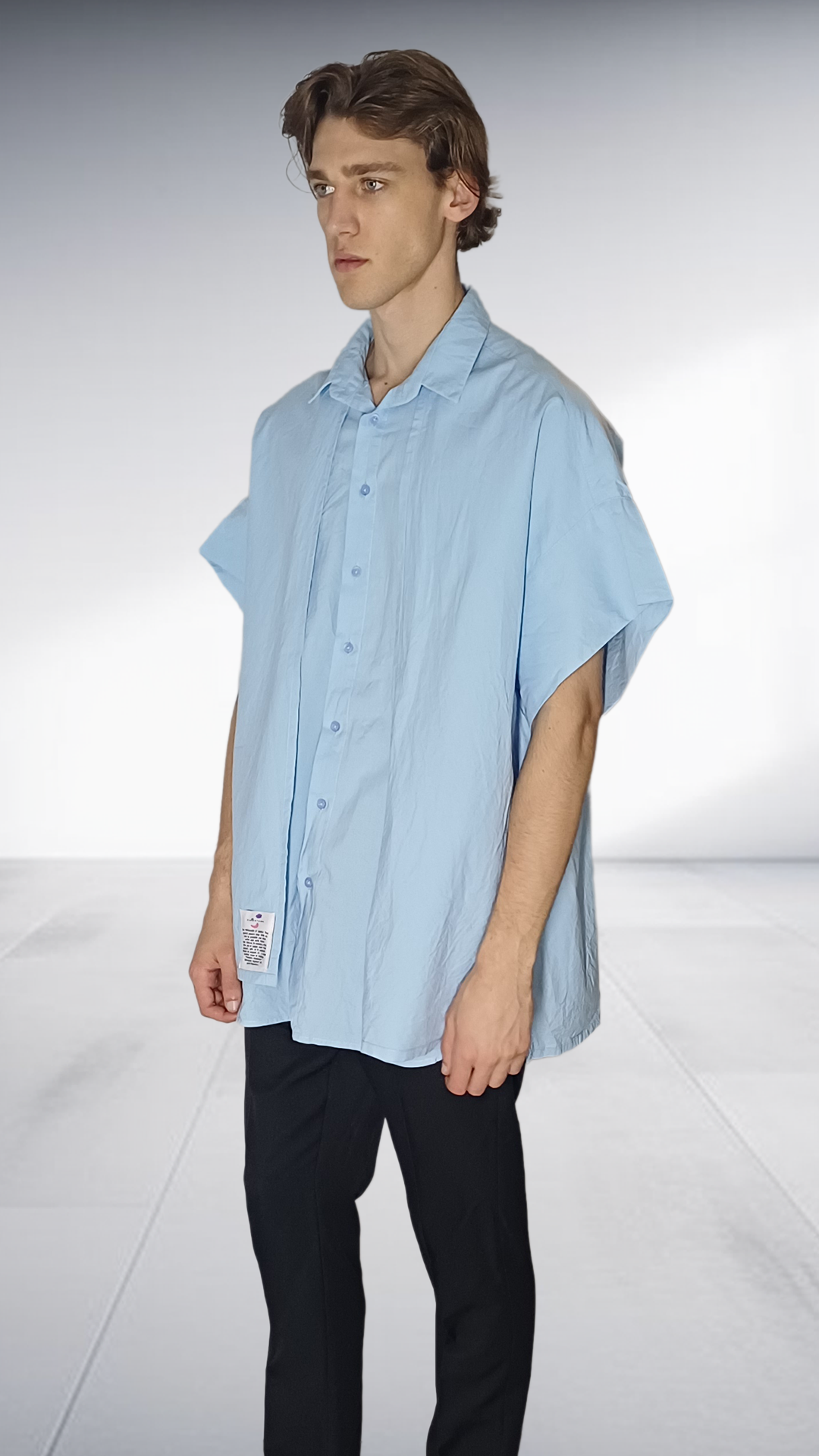 Sipho Mbuto Oversized Short Sleeve Shirt - Sky Blue