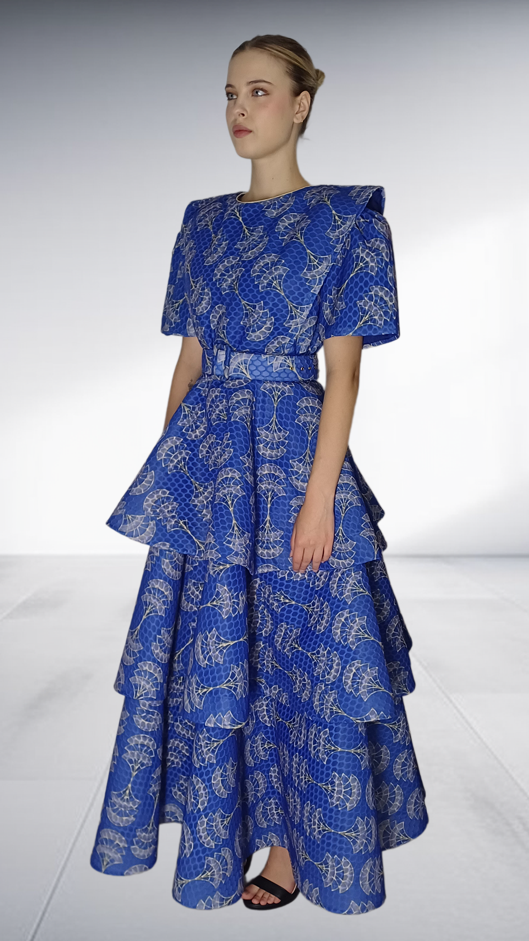 Jozsy Shikisha Tiered Maxi Dress - Royal Blue & Silver