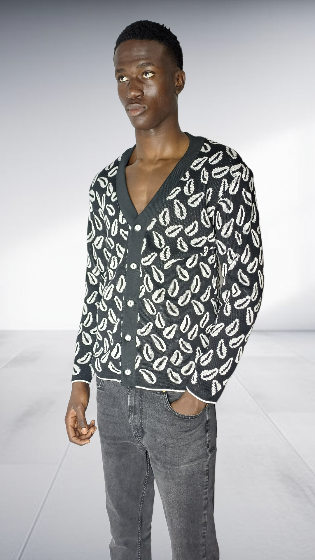 Thula Sindi Cowrie Shell Pattern Cardigan - Black & White