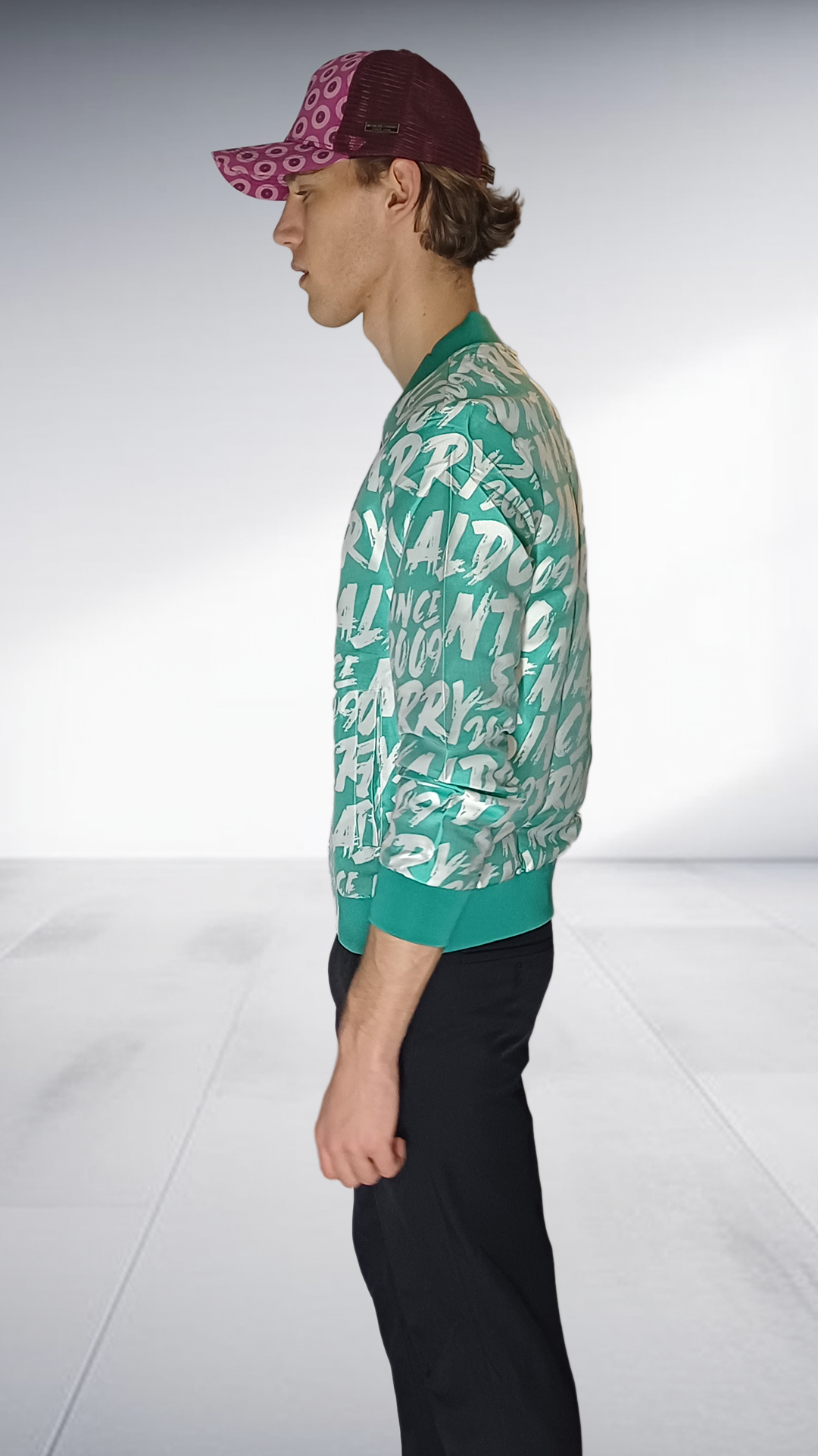 Nivaldo Thierry Graphic Print Bomber Jacket - Turquoise & White