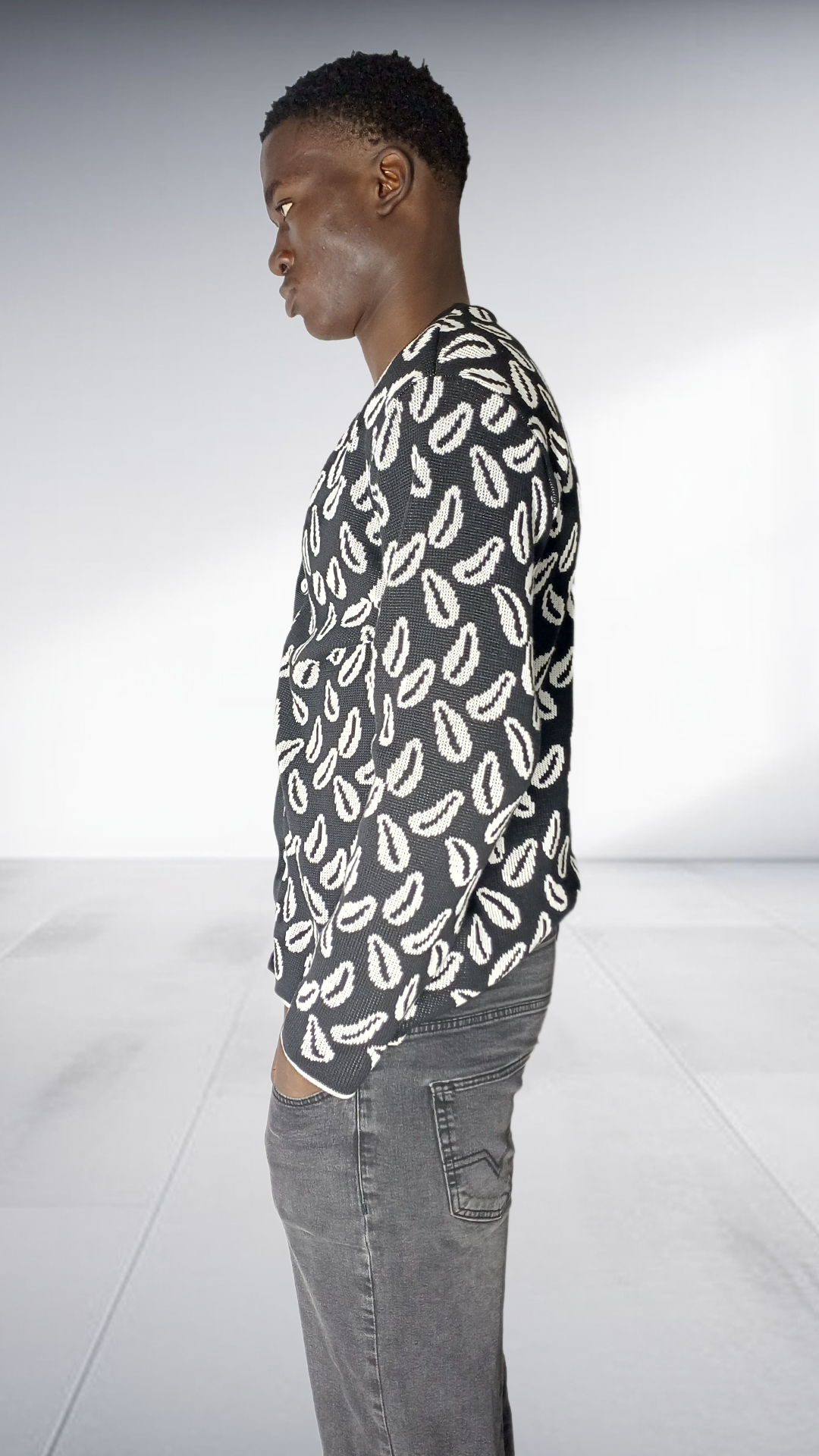 Thula Sindi Cowrie Shell Pattern Cardigan - Black & White