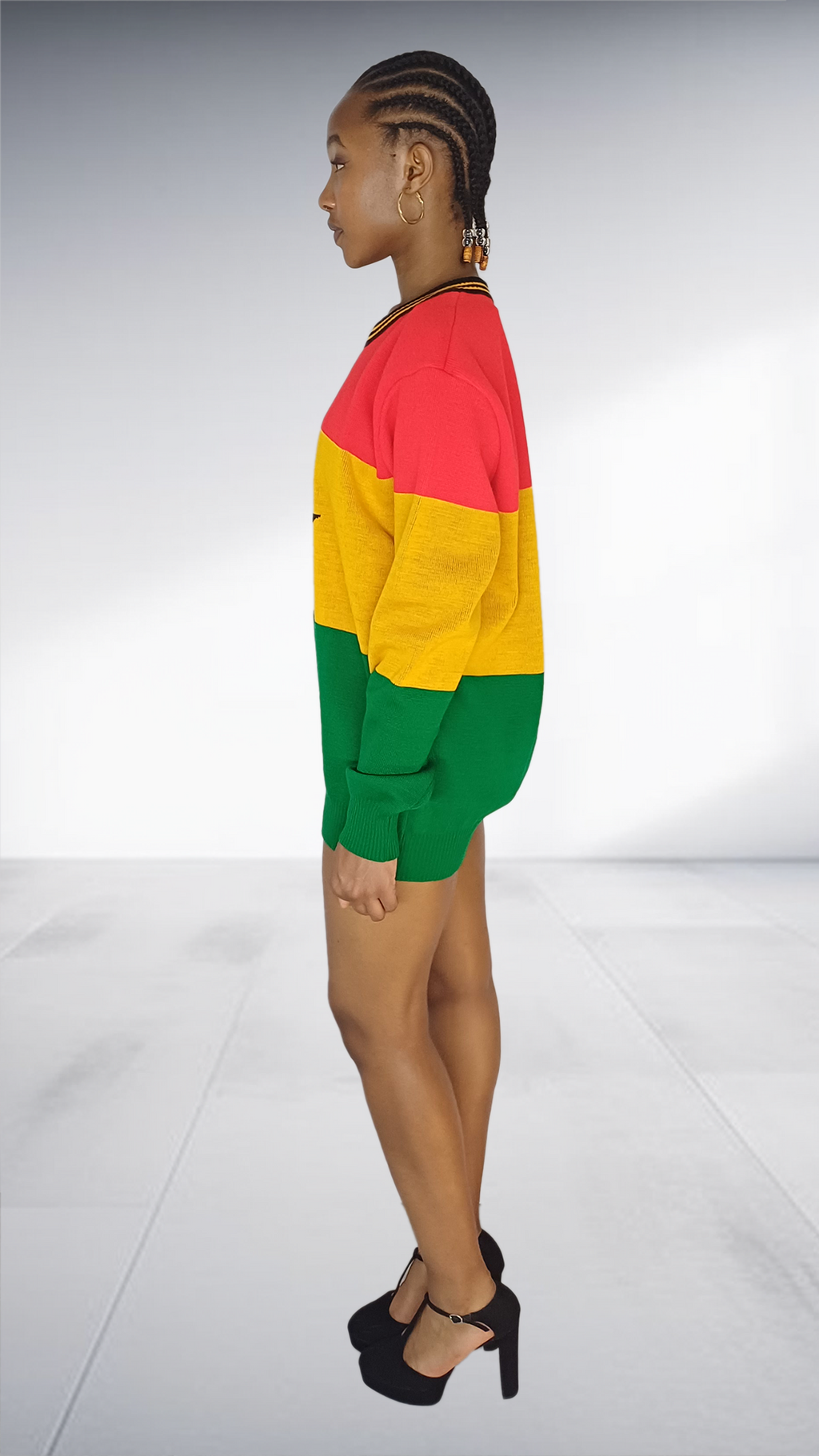 Isiqhaza Ghana Flag Inspired Sweater Dress with Black Star